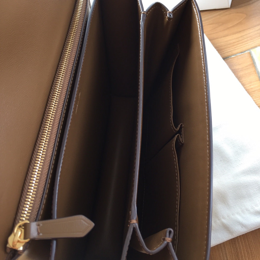 Celine Classic Box Medium Bag In Dark Brown Box Calfskin