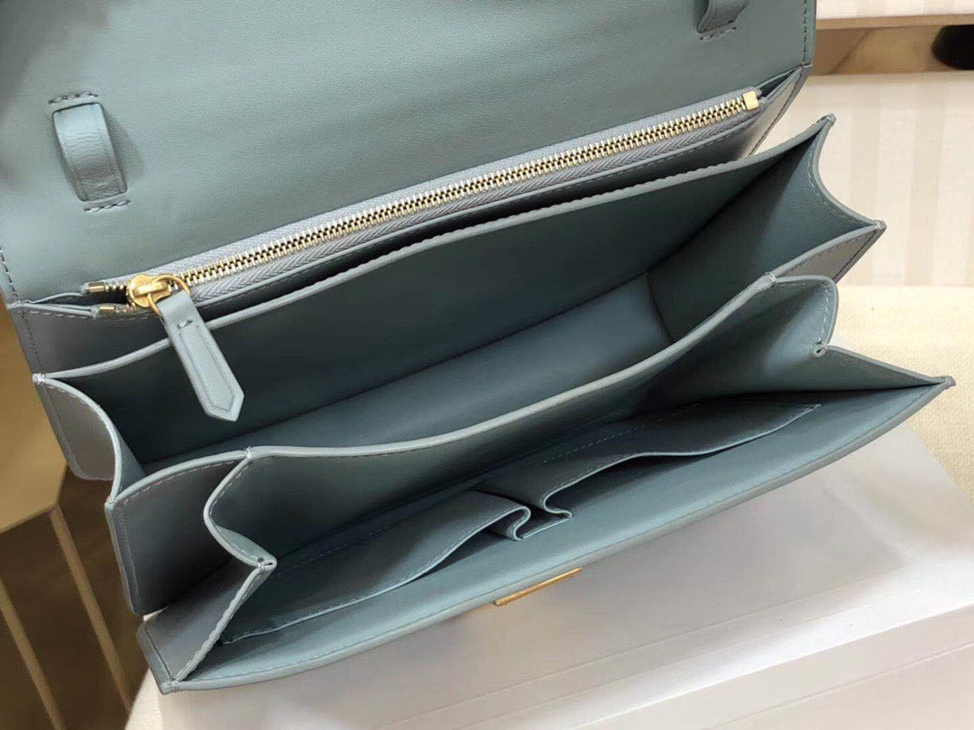 Celine Classic Box Medium Bag In Haze Blue Box Calfskin