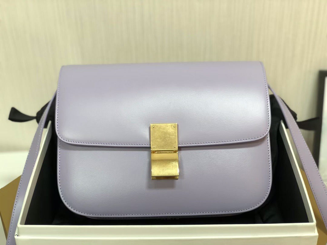 Celine Classic Box Medium Bag In Purple Box Calfskin