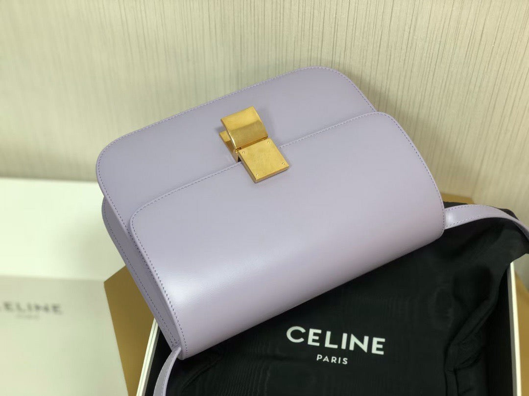 Celine Classic Box Medium Bag In Purple Box Calfskin