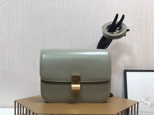 Celine Classic Box Medium Bag In Light Green Box Calfskin