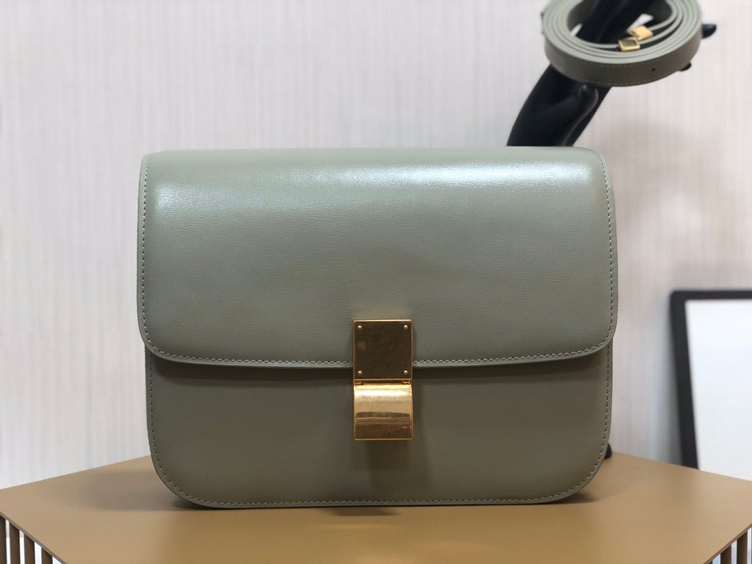 Celine Classic Box Medium Bag In Light Green Box Calfskin