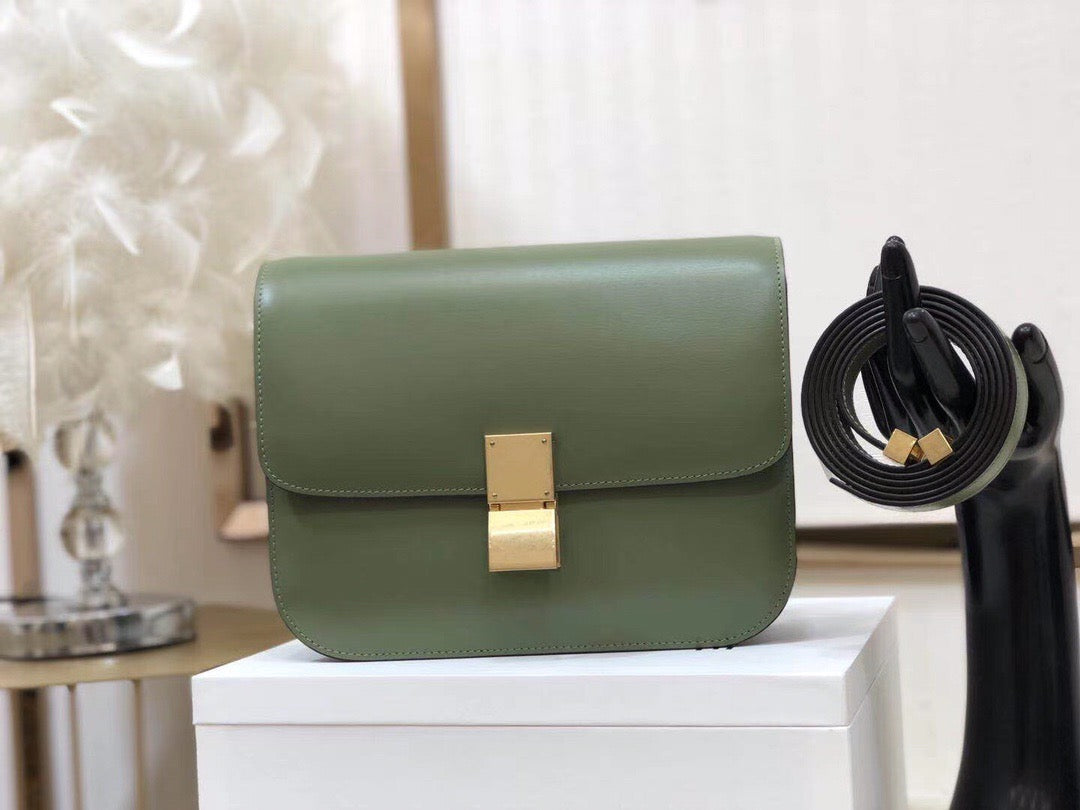 Celine Classic Box Medium Bag In Avocado Green Box Calfskin