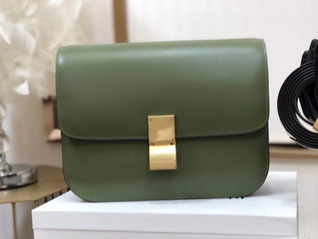 Celine Classic Box Medium Bag In Avocado Green Box Calfskin