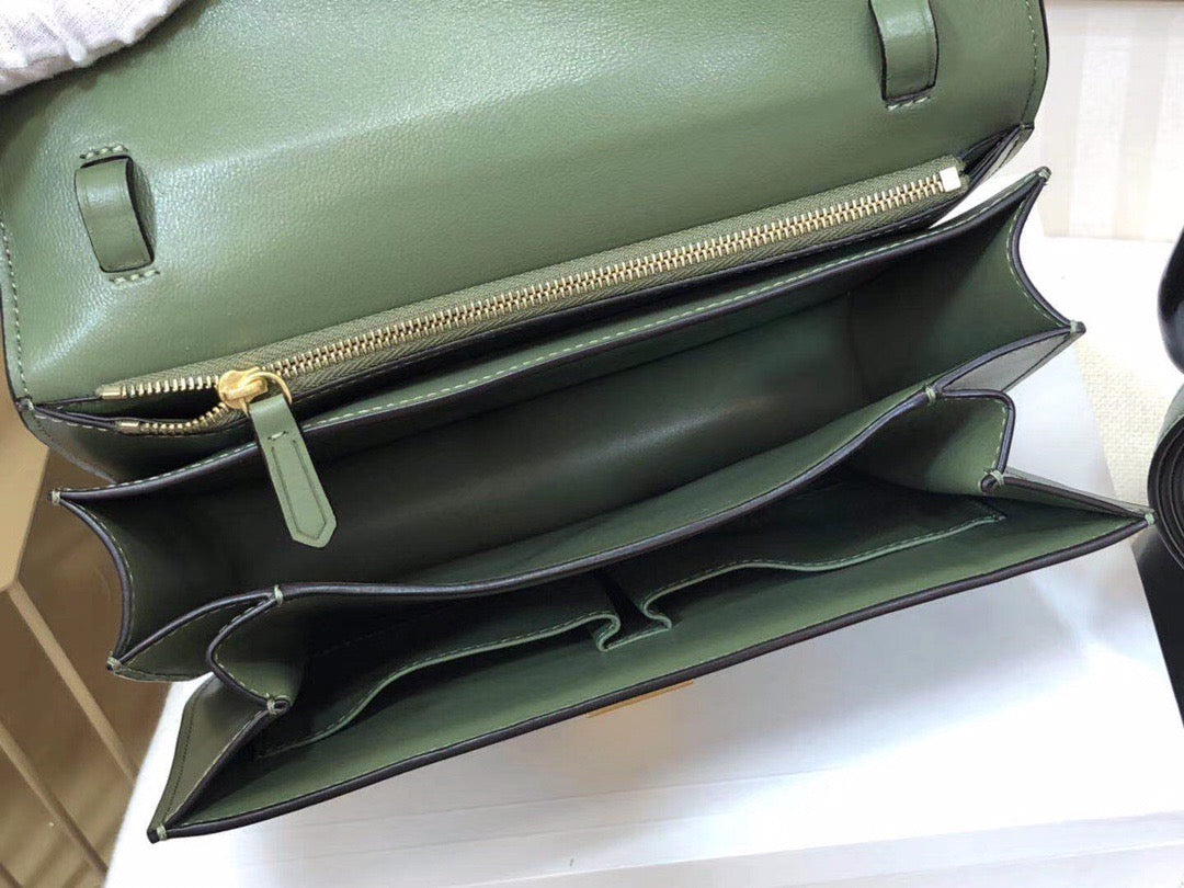 Celine Classic Box Medium Bag In Avocado Green Box Calfskin