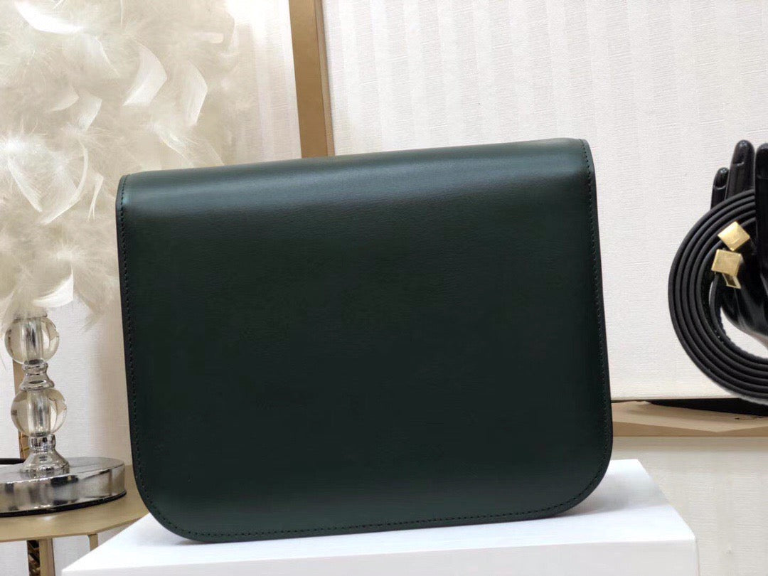 Celine Classic Box Medium Bag In Dark Green Box Calfskin