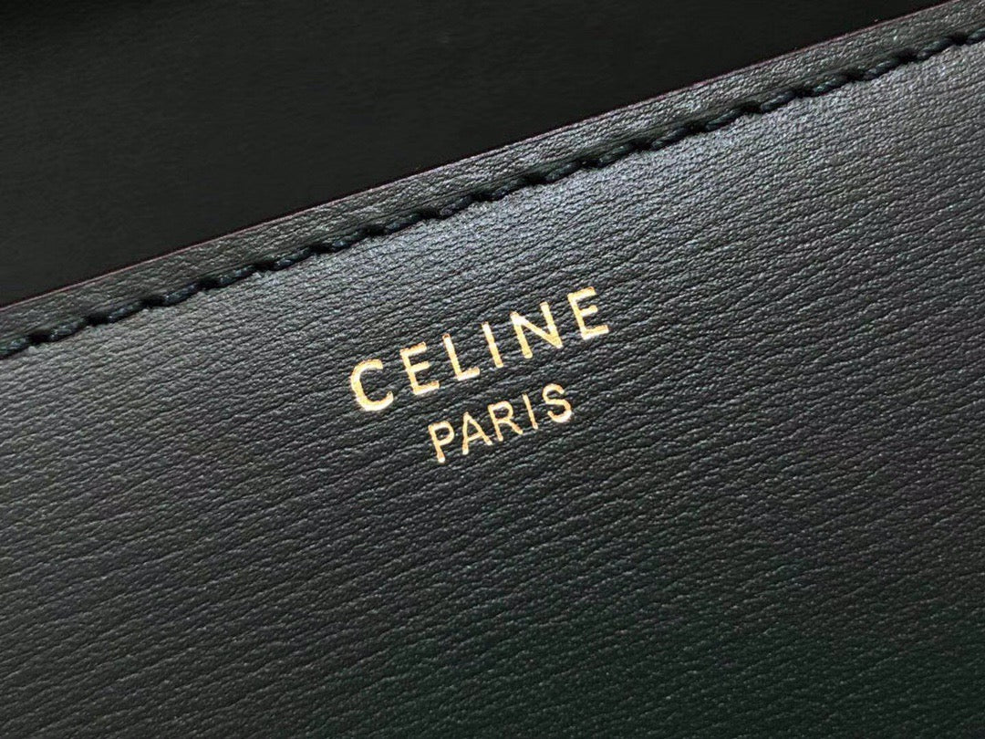 Celine Classic Box Medium Bag In Dark Green Box Calfskin