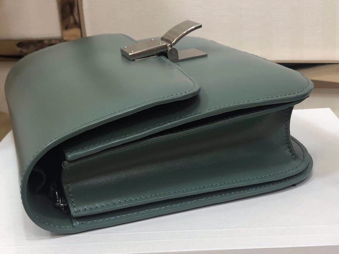 Celine Classic Box Medium Bag In Green Box Calfskin