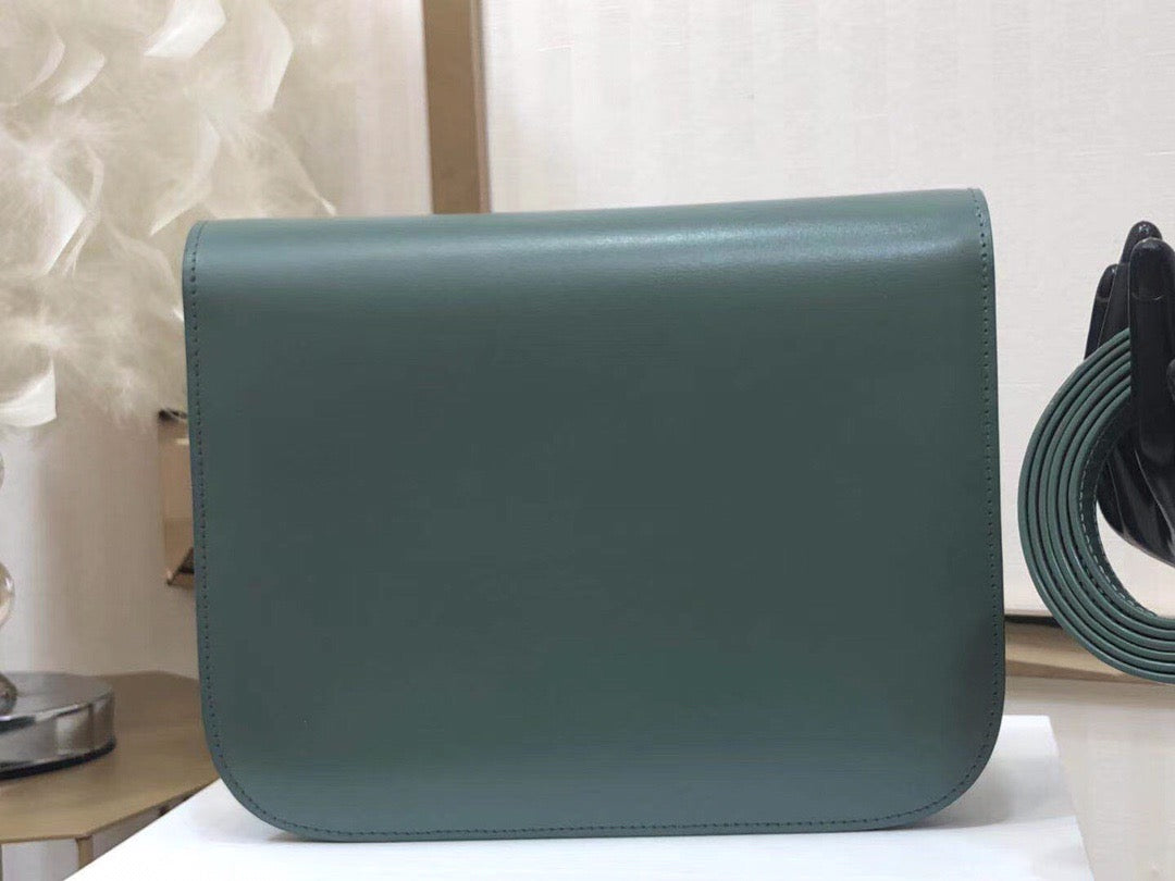 Celine Classic Box Medium Bag In Green Box Calfskin