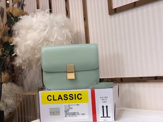 Celine Classic Box Medium Bag In Mint Green Box Calfskin