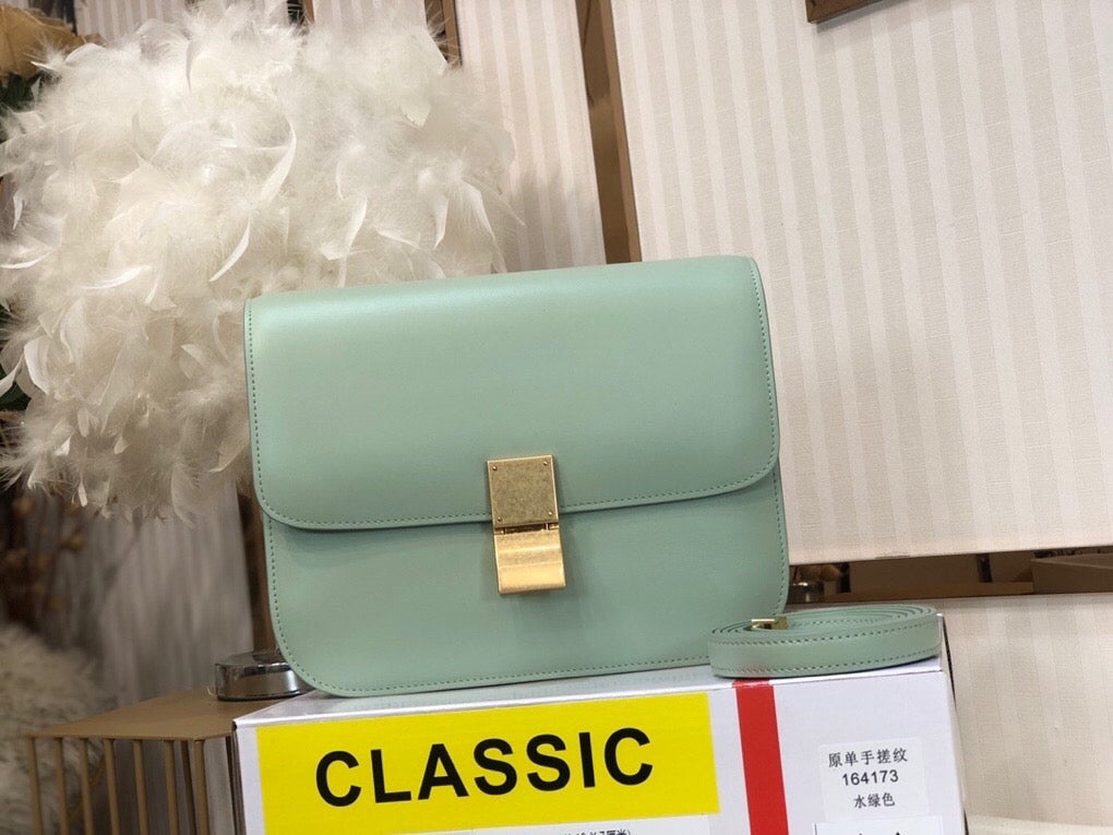 Celine Classic Box Medium Bag In Mint Green Box Calfskin