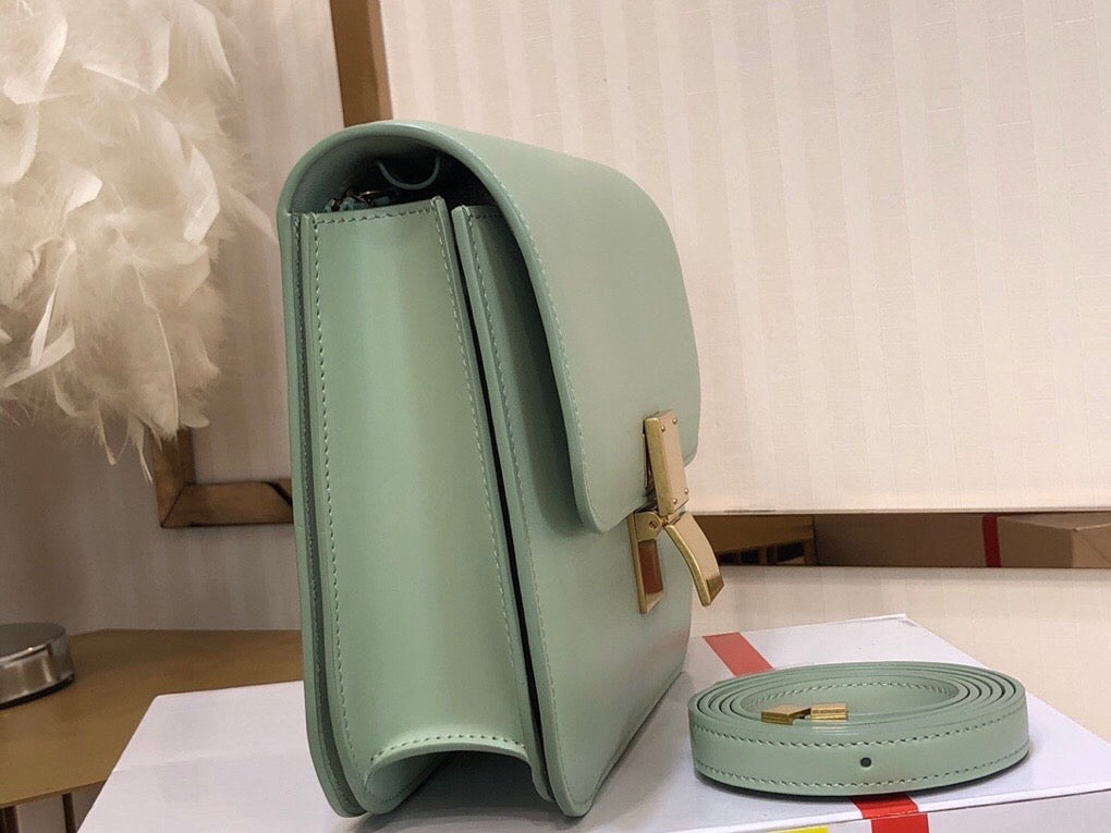 Celine Classic Box Medium Bag In Mint Green Box Calfskin