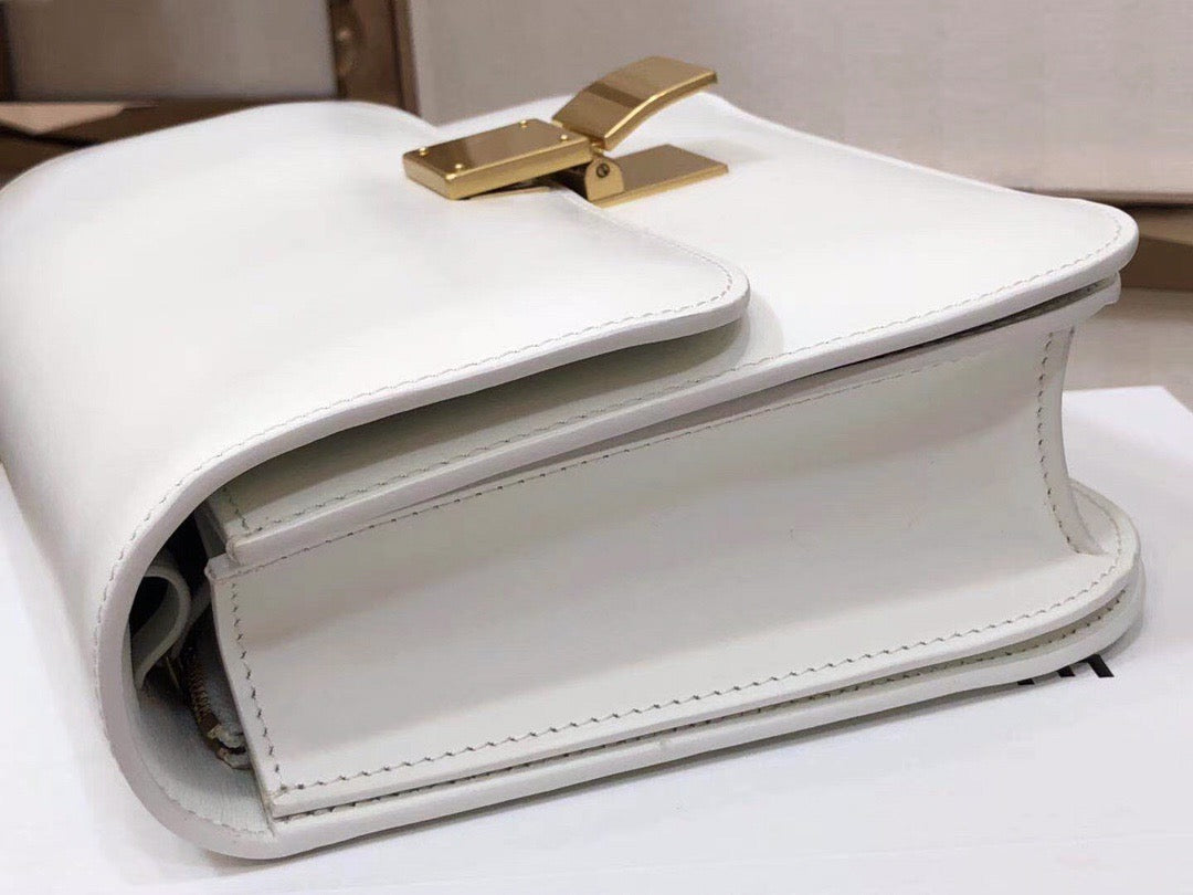 Celine Classic Box Medium Bag In White Box Calfskin