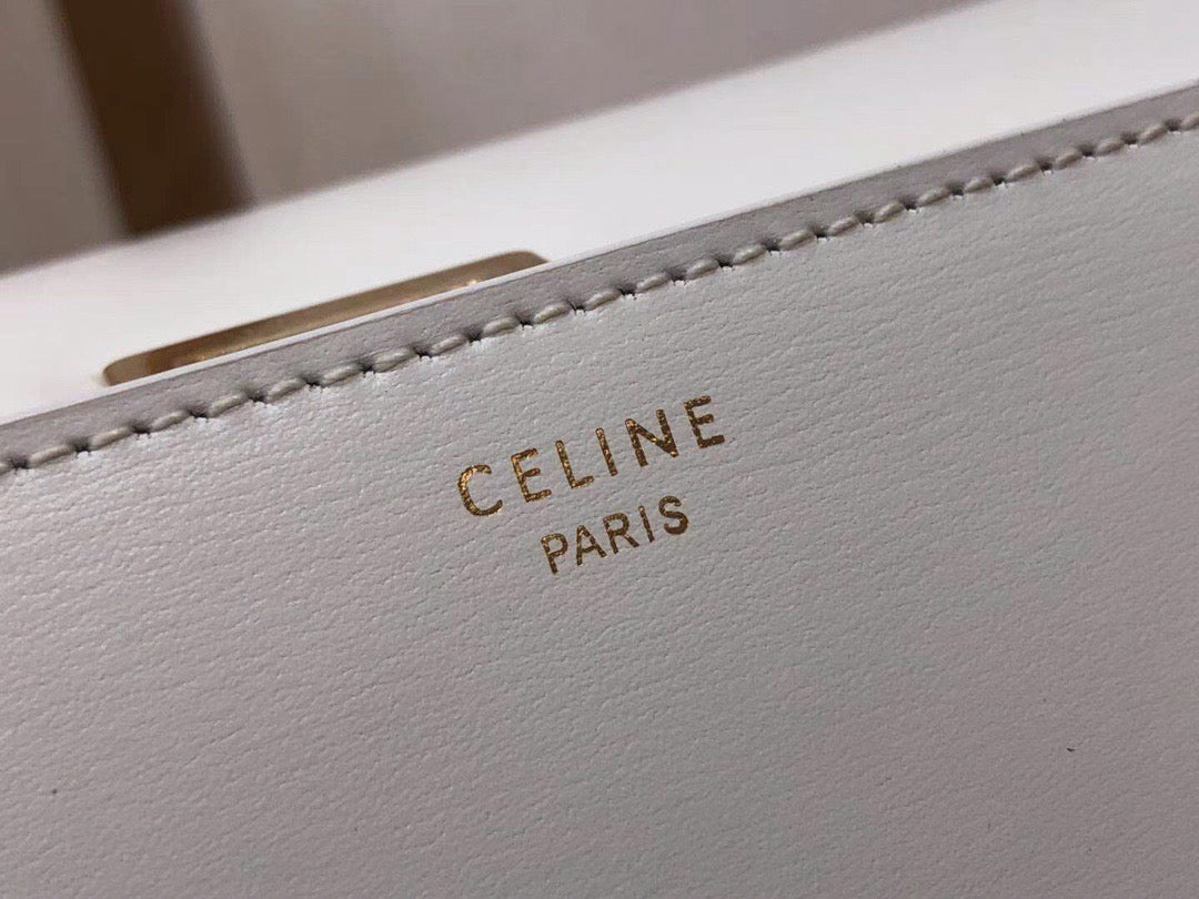 Celine Classic Box Medium Bag In White Box Calfskin