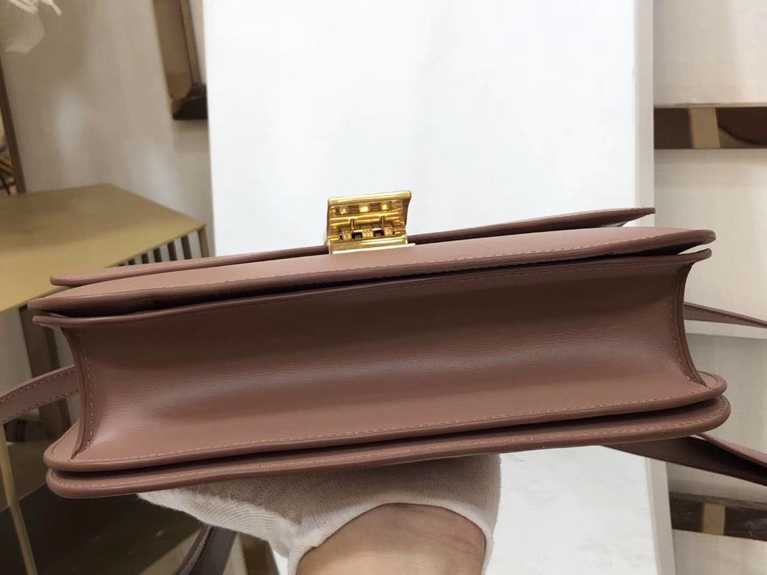 Celine Classic Box Medium Bag In Bean Paste Powder Box Calfskin