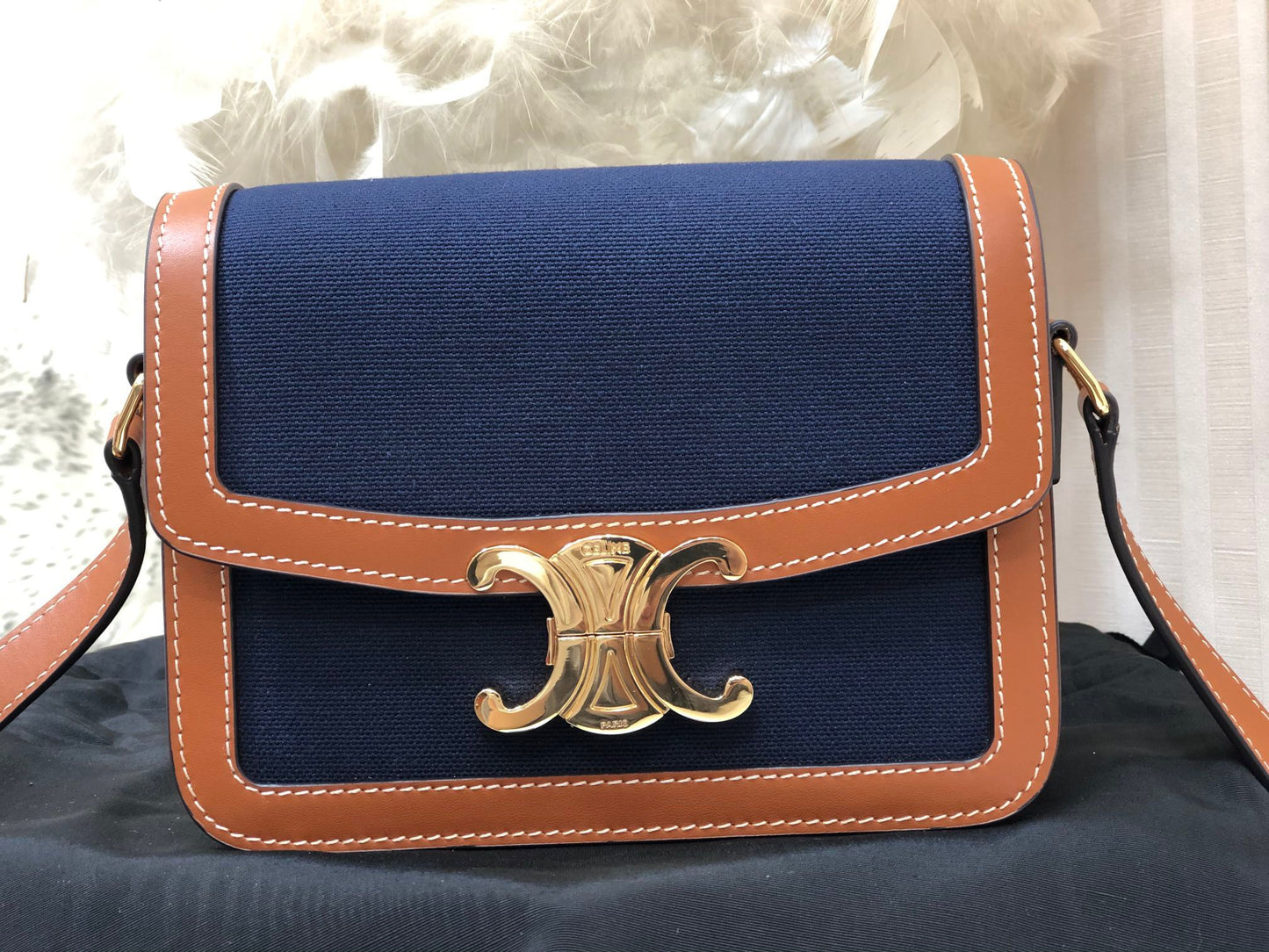 Celine Triomphe Teen Bag In Dark Blue