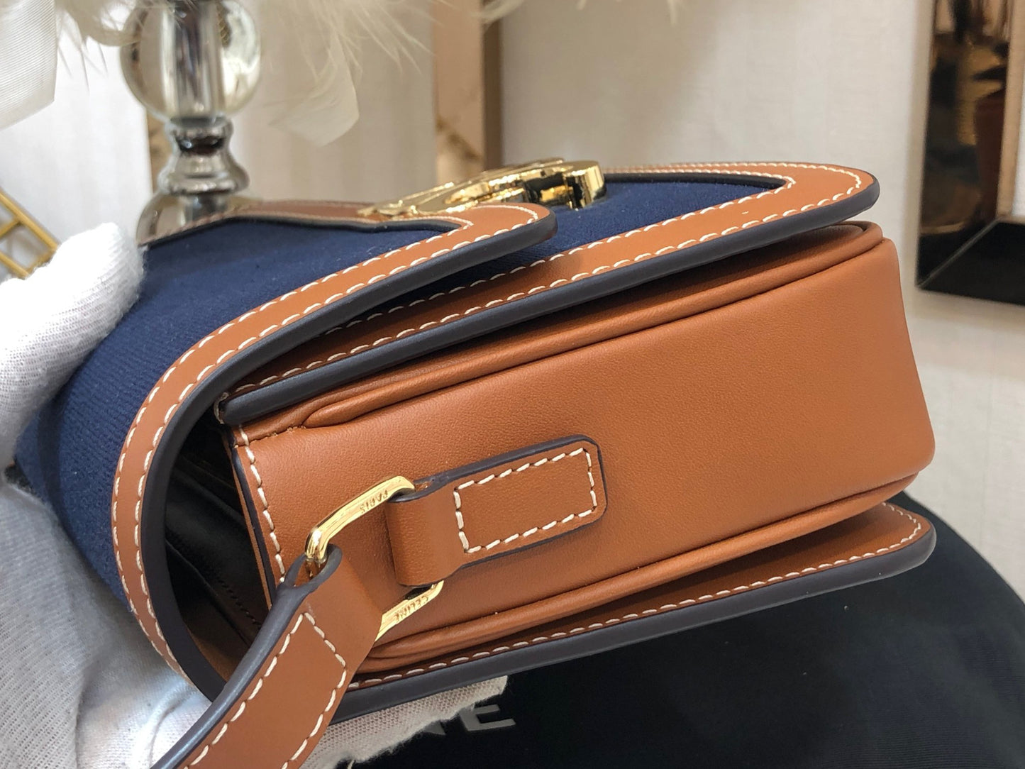 Celine Triomphe Teen Bag In Dark Blue