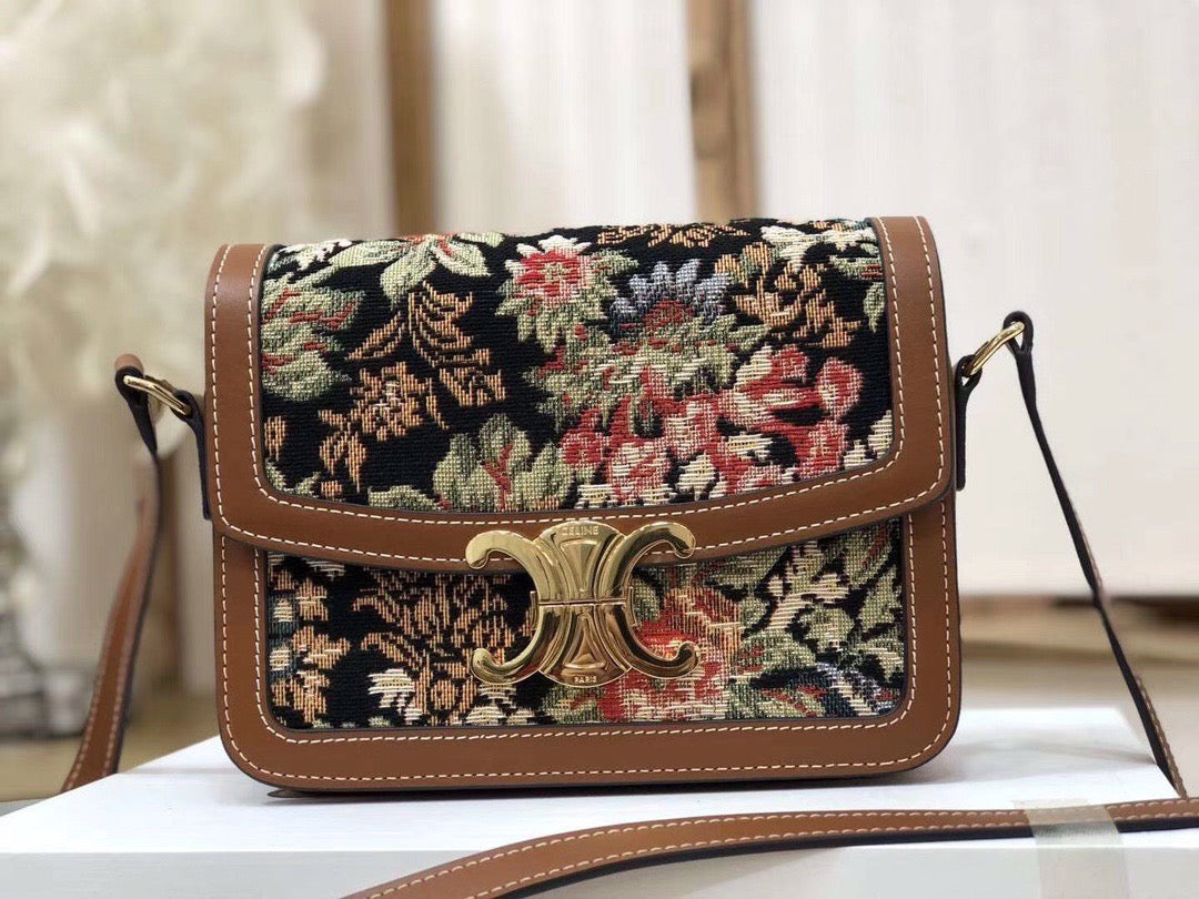 Celine Triomphe Teen Bag In Retro Floral Series