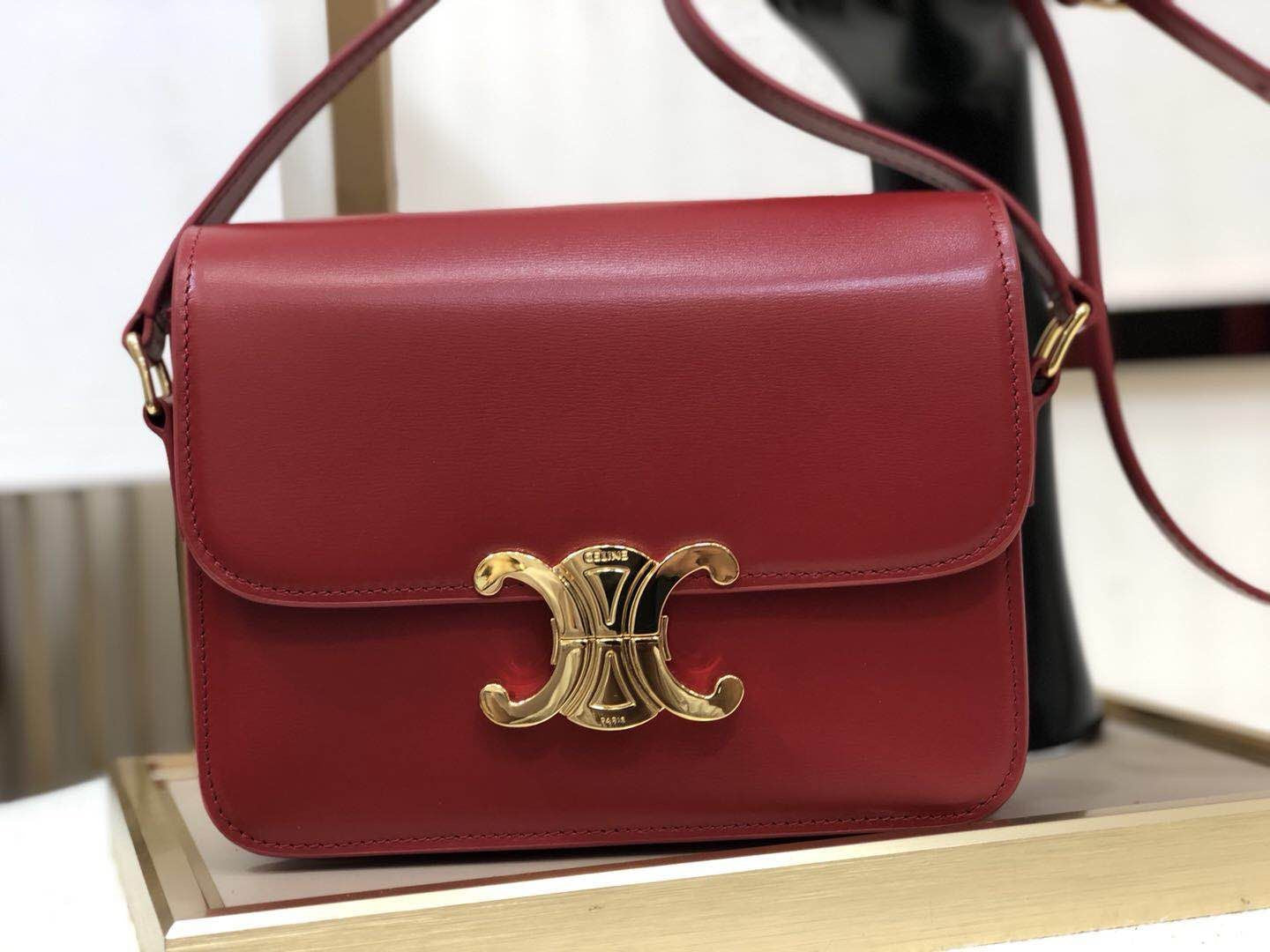 Celine Triomphe Teen Bag In Red Leather