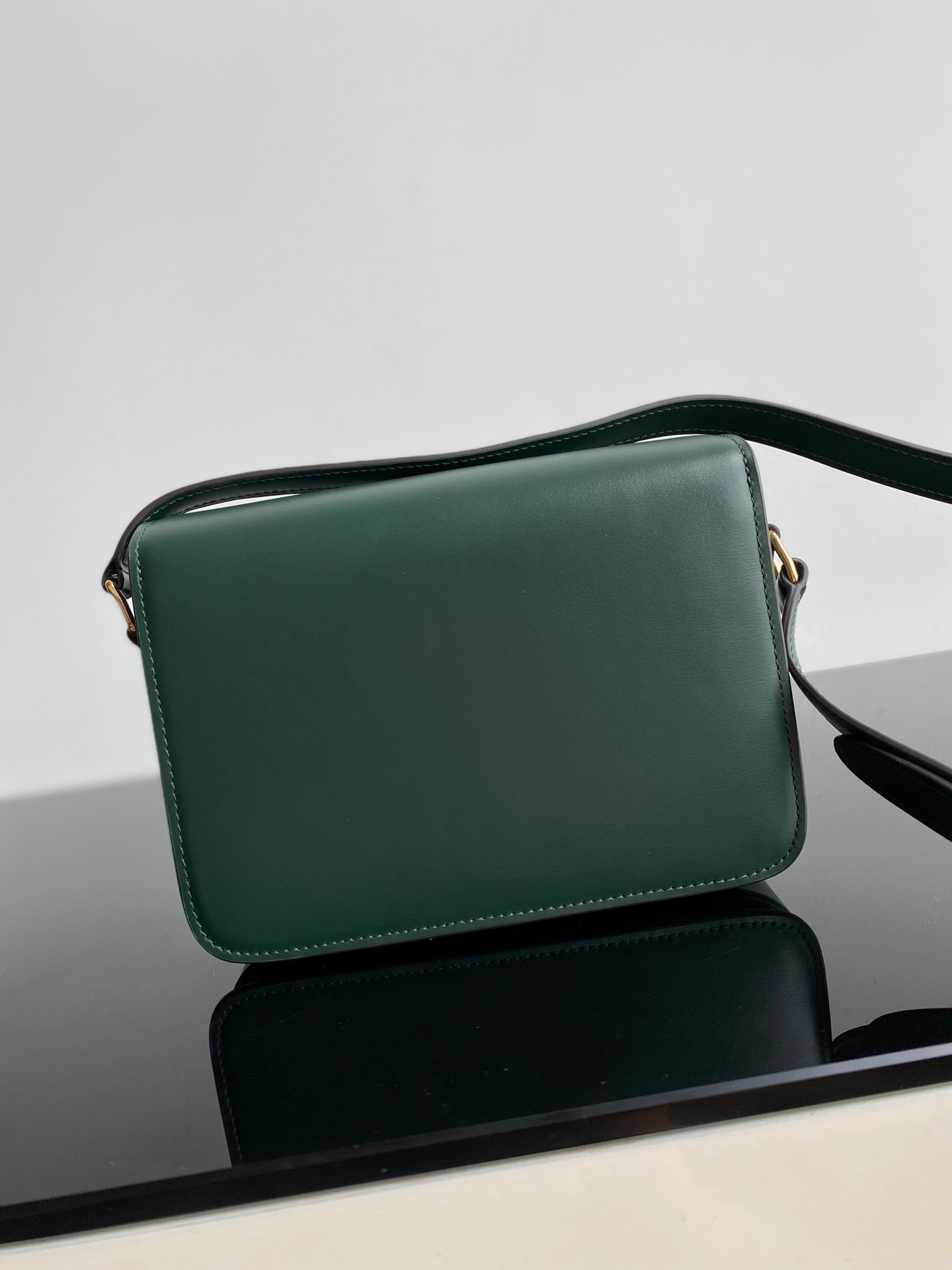 Celine Triomphe Teen Bag In Dark Green Leather