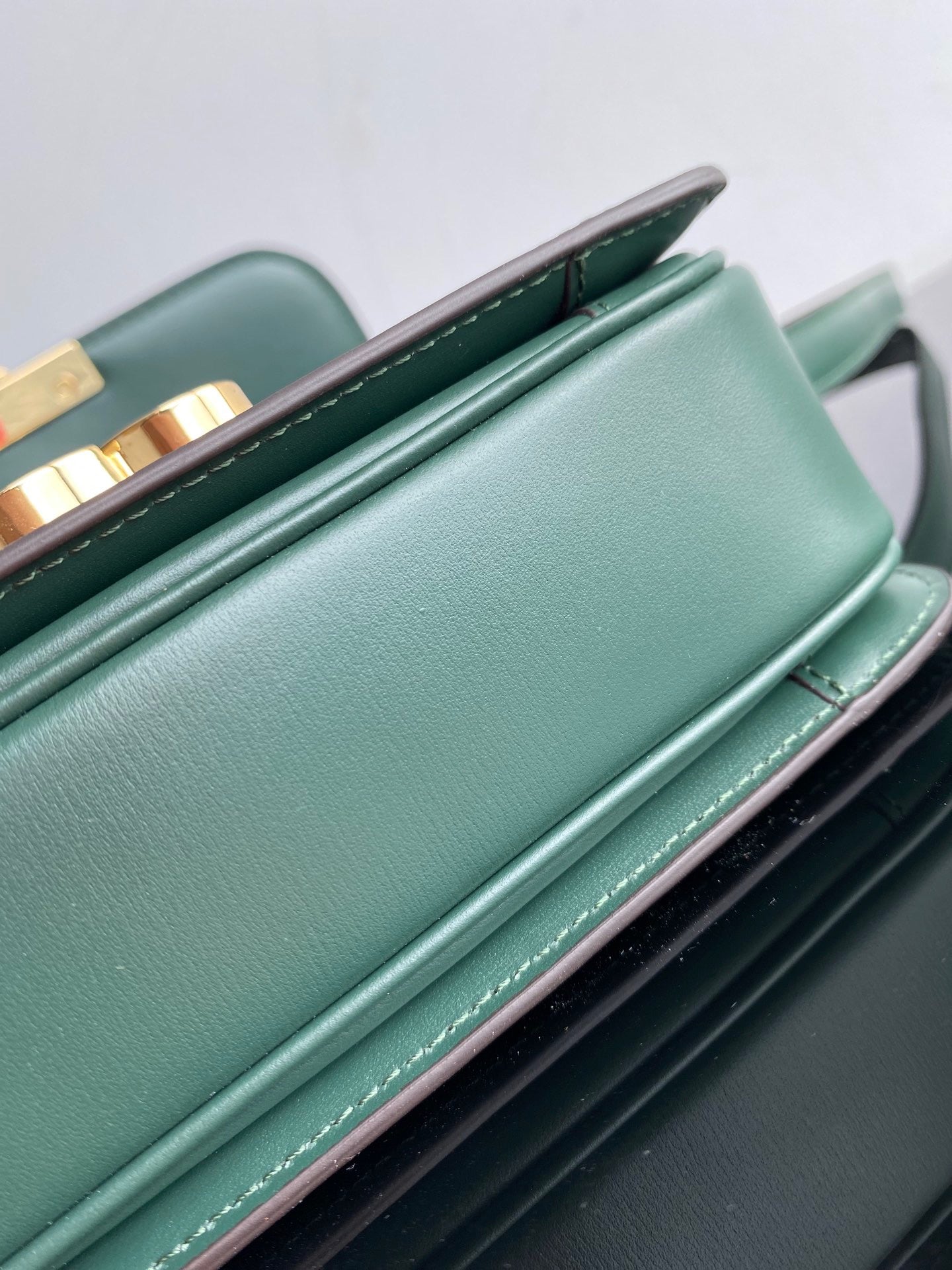 Celine Triomphe Teen Bag In Dark Green Leather