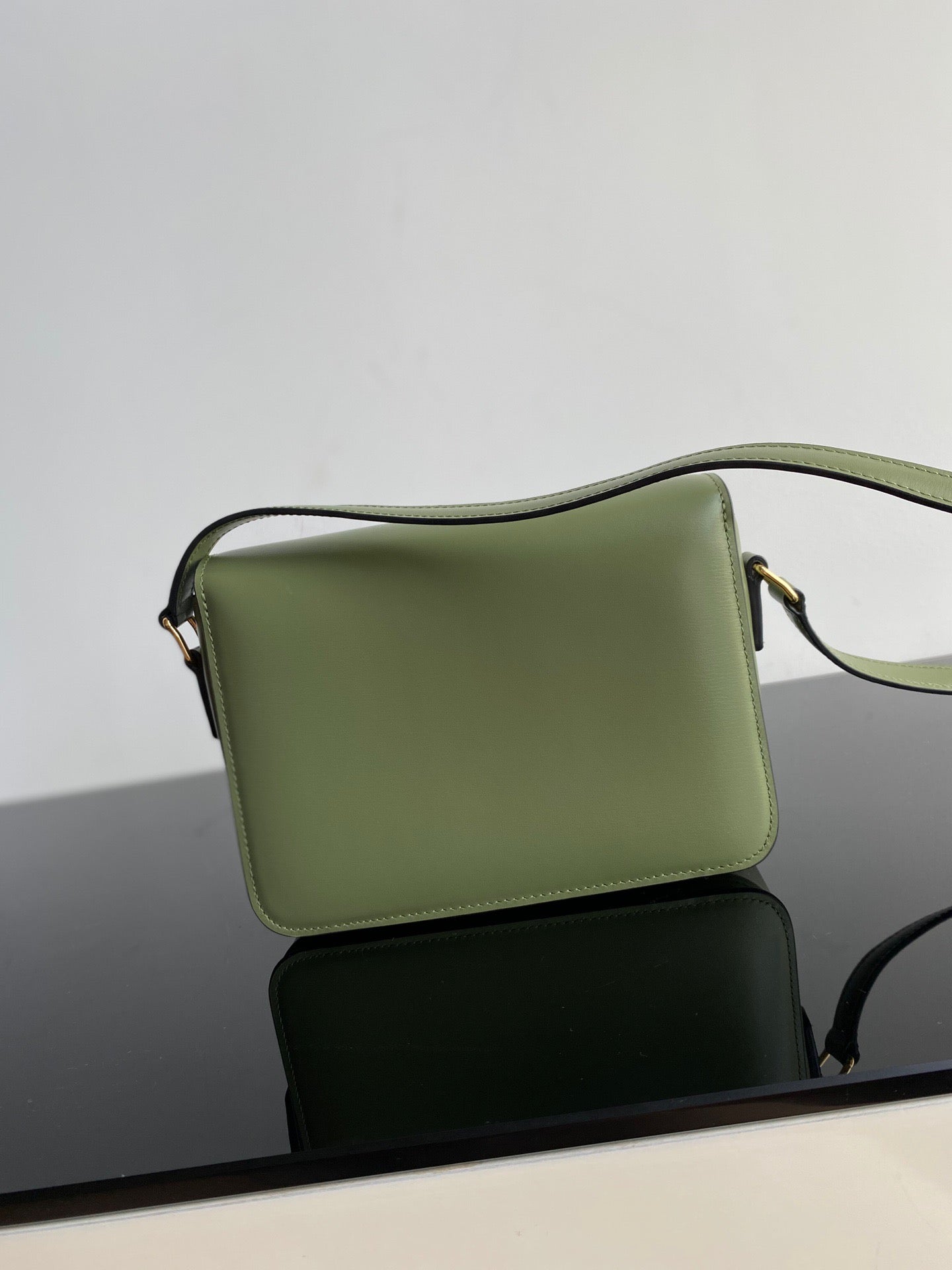 Celine Triomphe Teen Bag In Green Leather