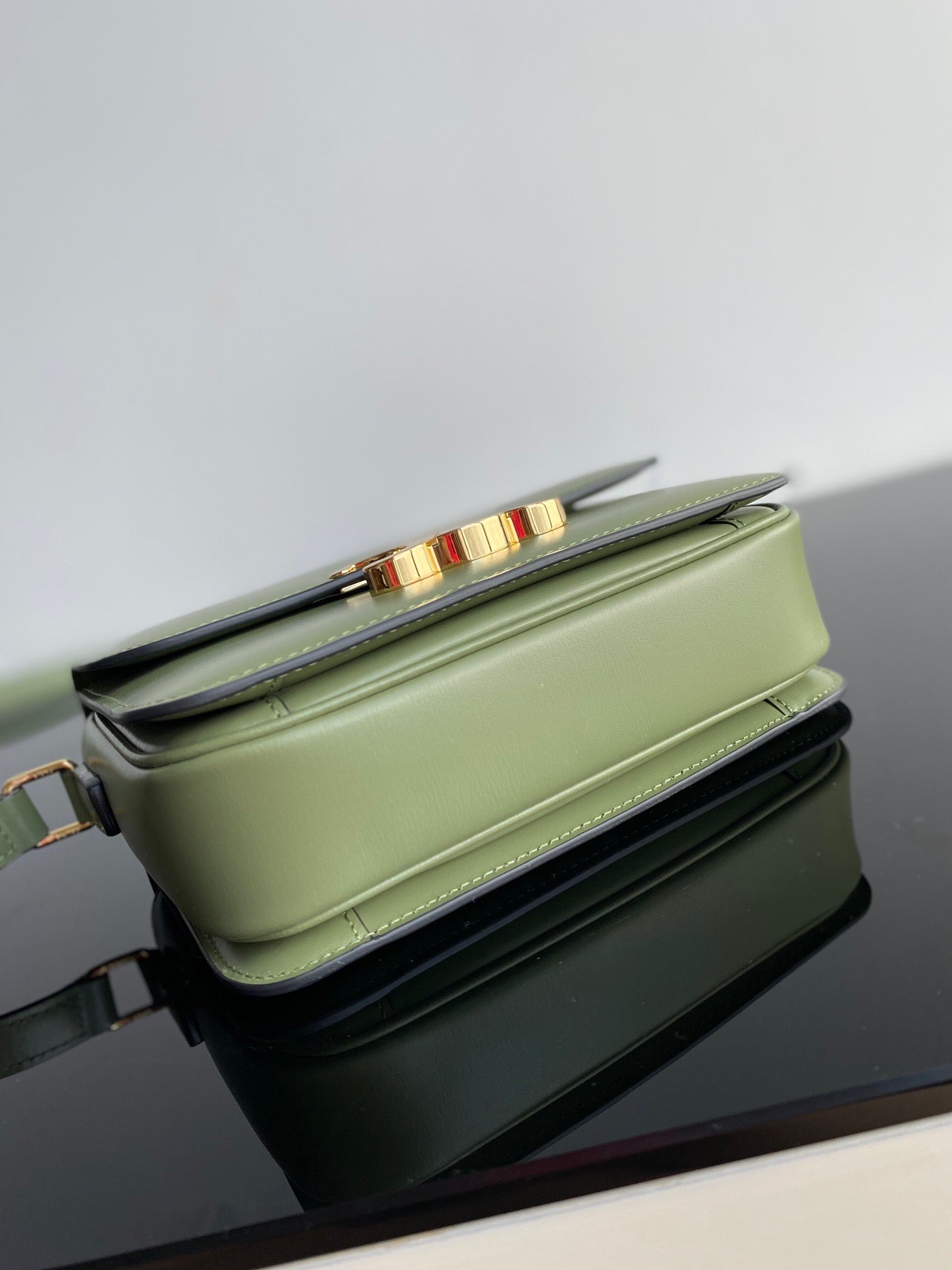 Celine Triomphe Teen Bag In Green Leather