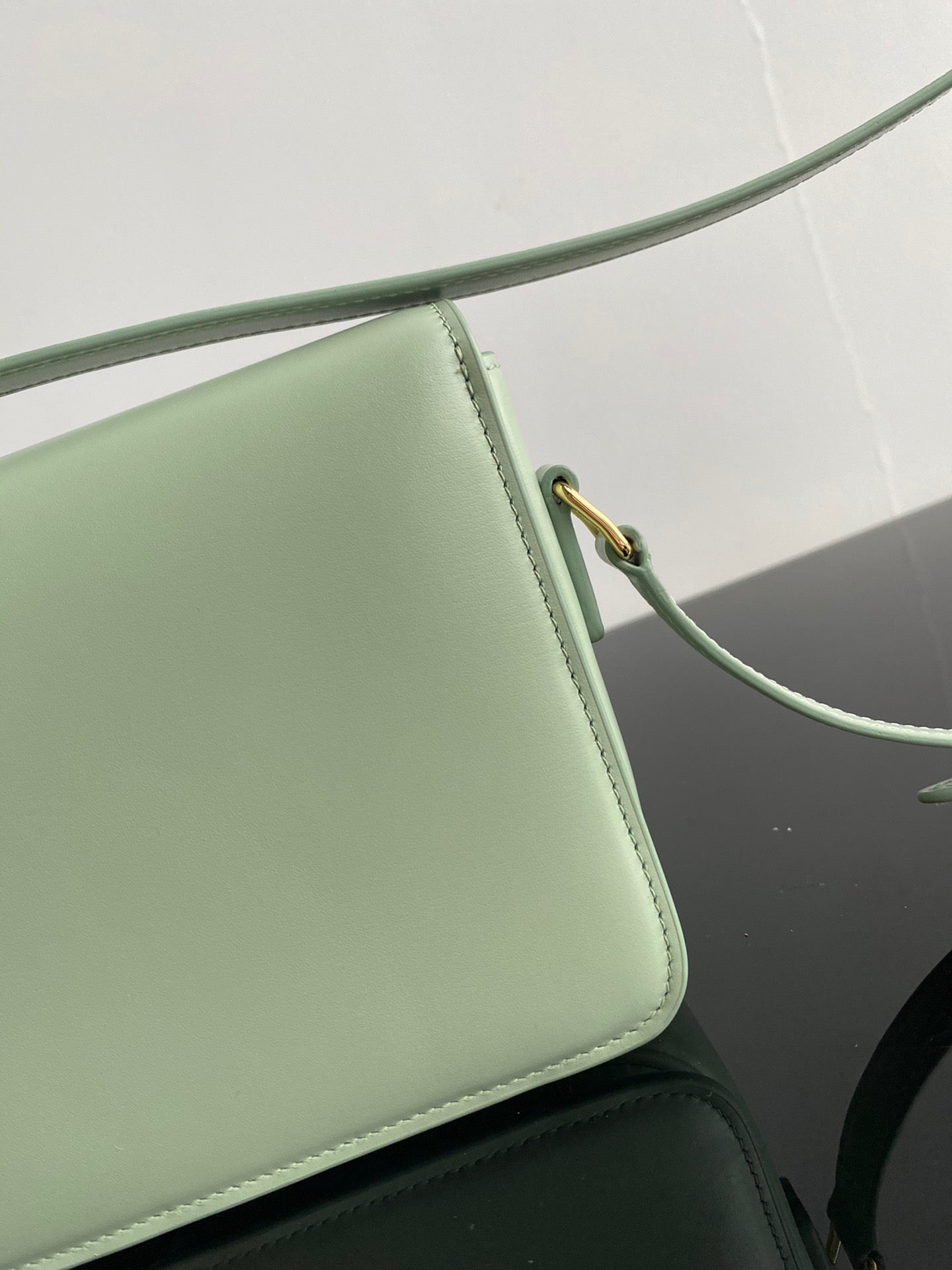 Celine Triomphe Teen Bag In Light Green Leather