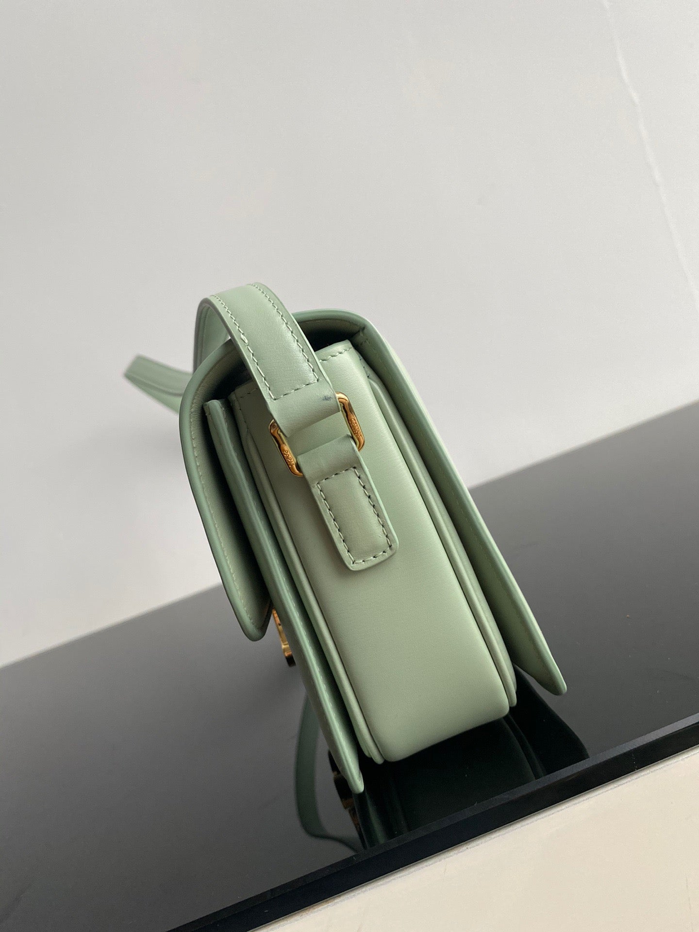 Celine Triomphe Teen Bag In Light Green Leather