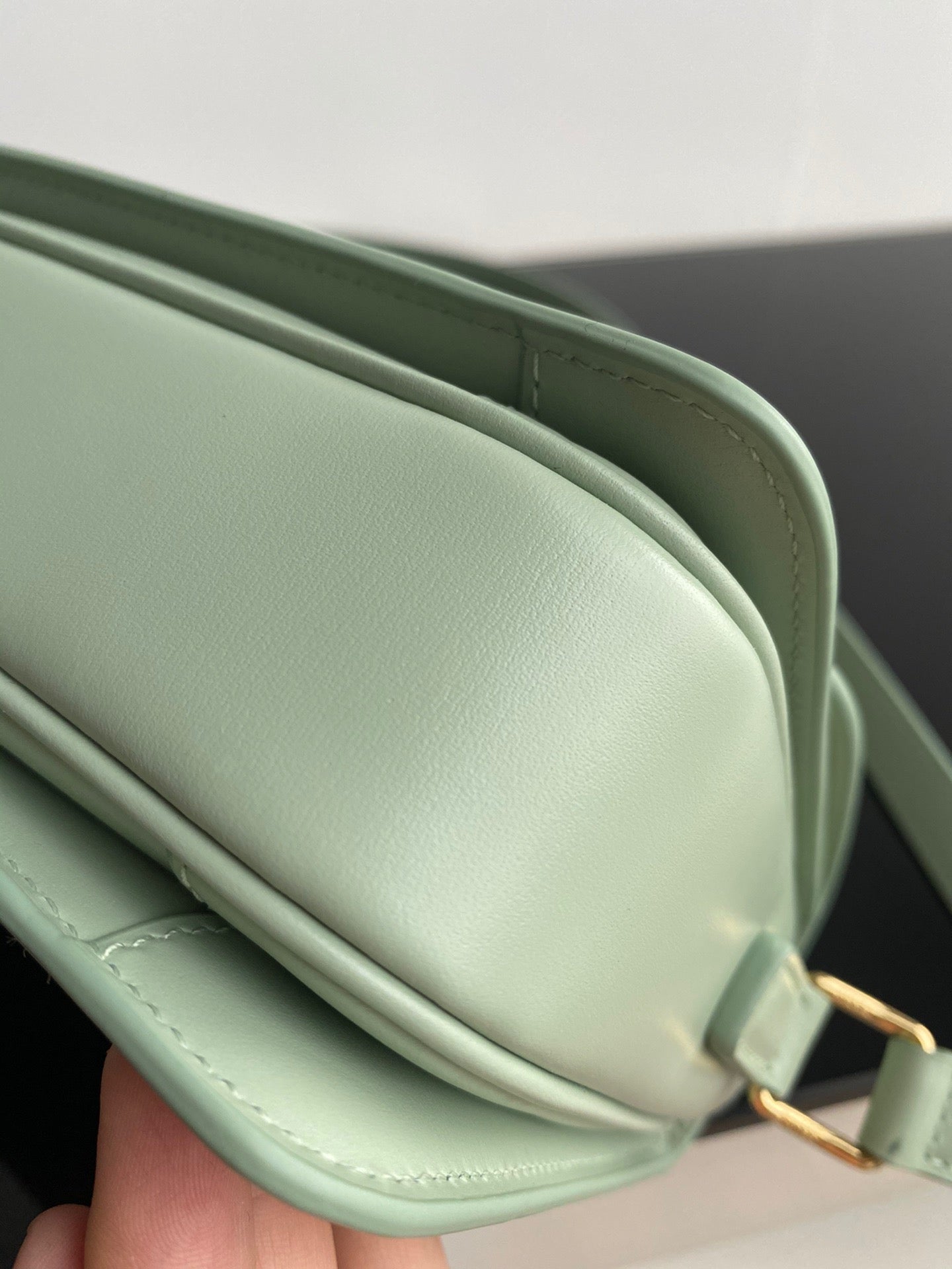 Celine Triomphe Teen Bag In Light Green Leather