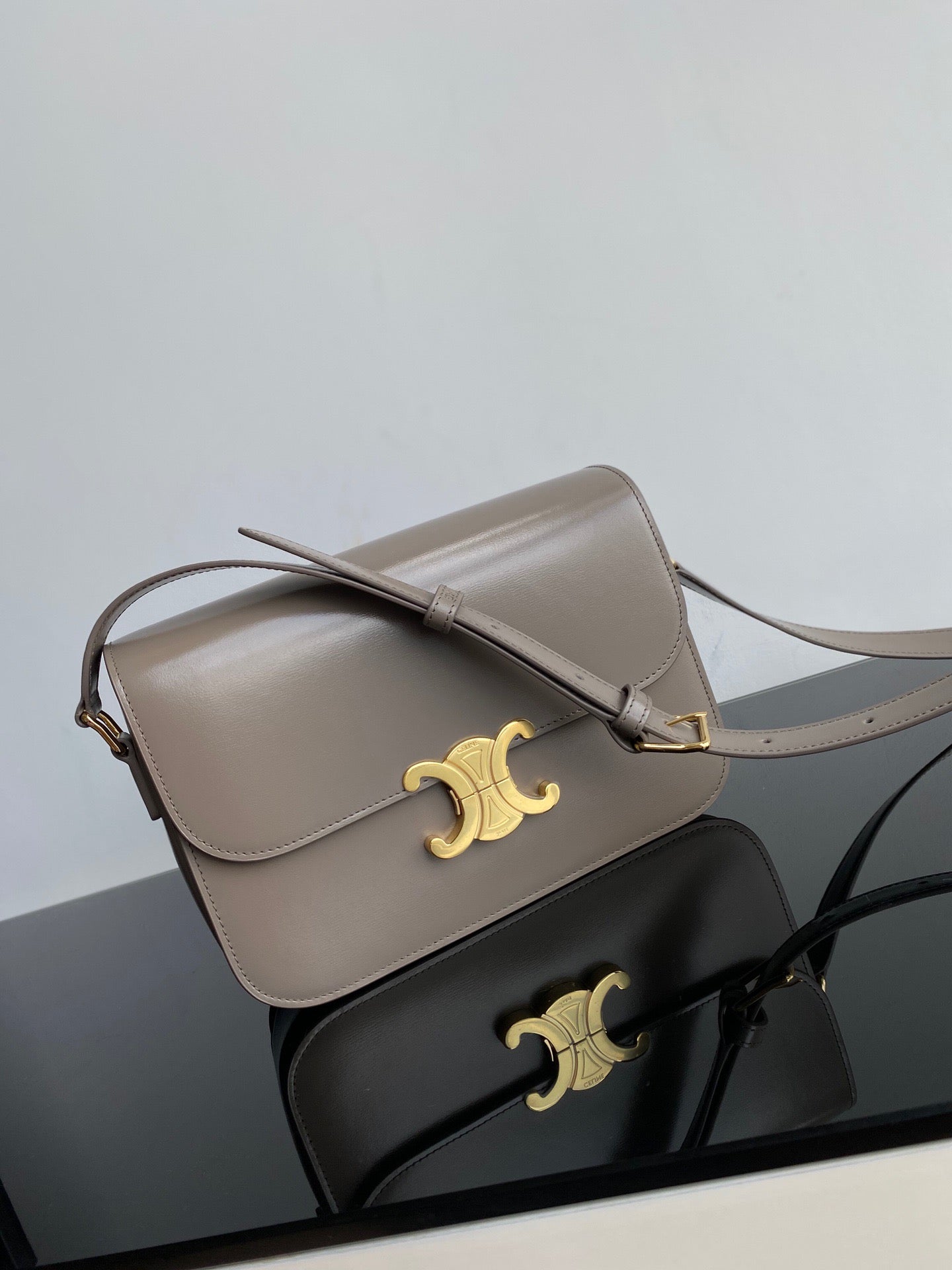 Celine Triomphe Teen Bag In Grey Leather