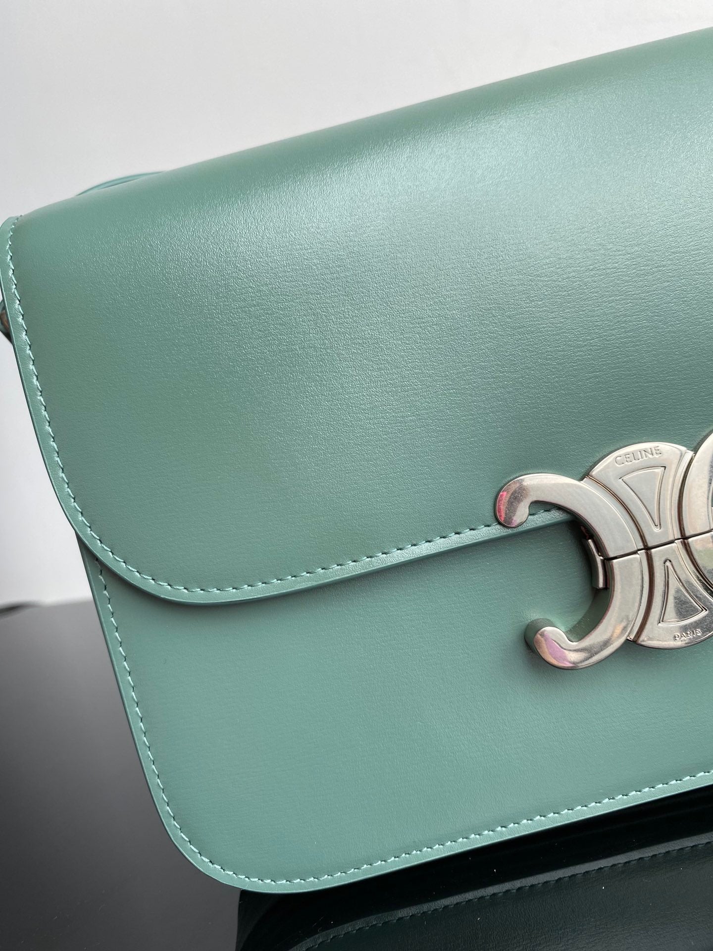 Celine Triomphe Teen Bag In Mint Green Leather