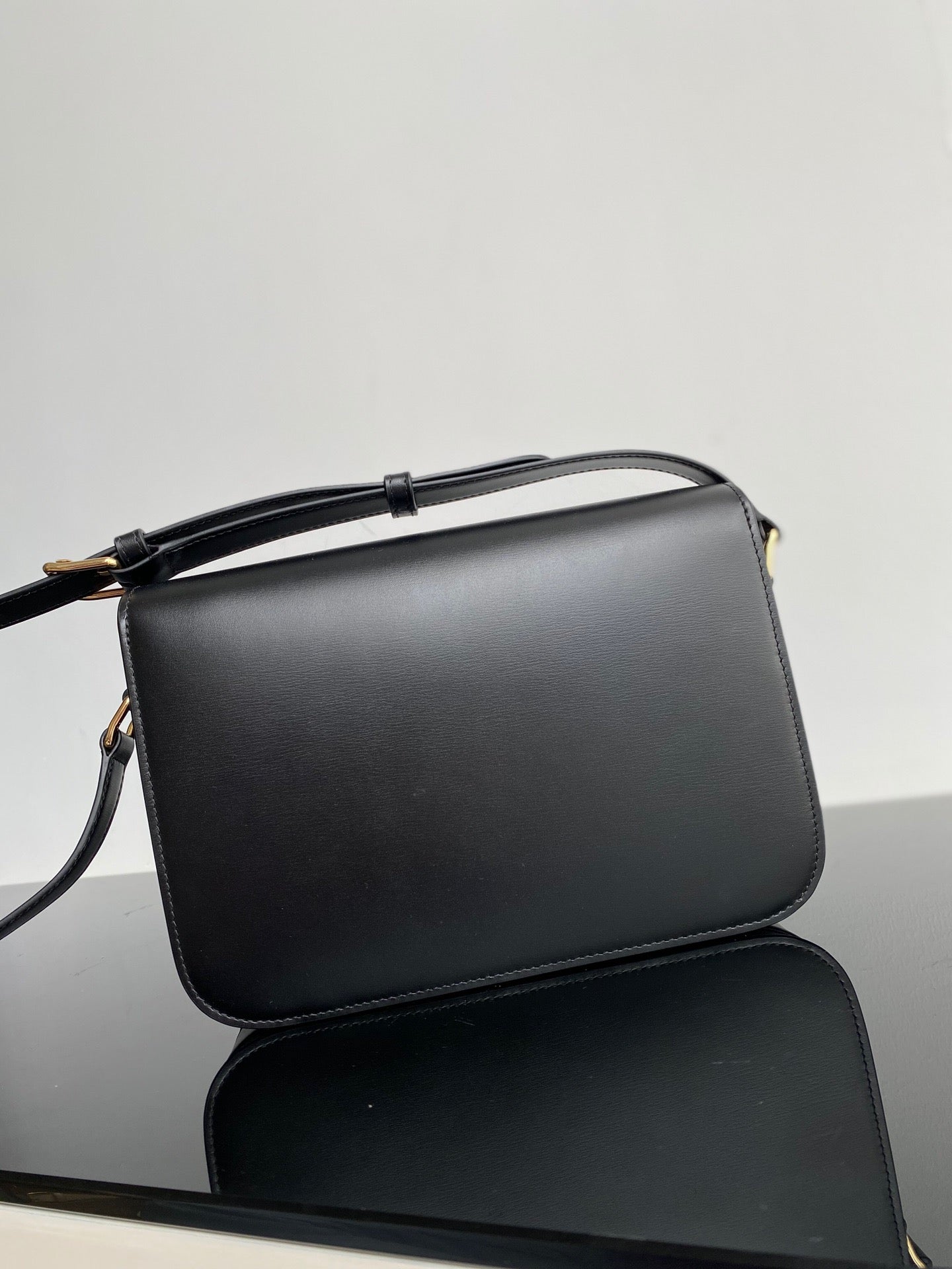 Celine Triomphe Teen Bag In Black Leather