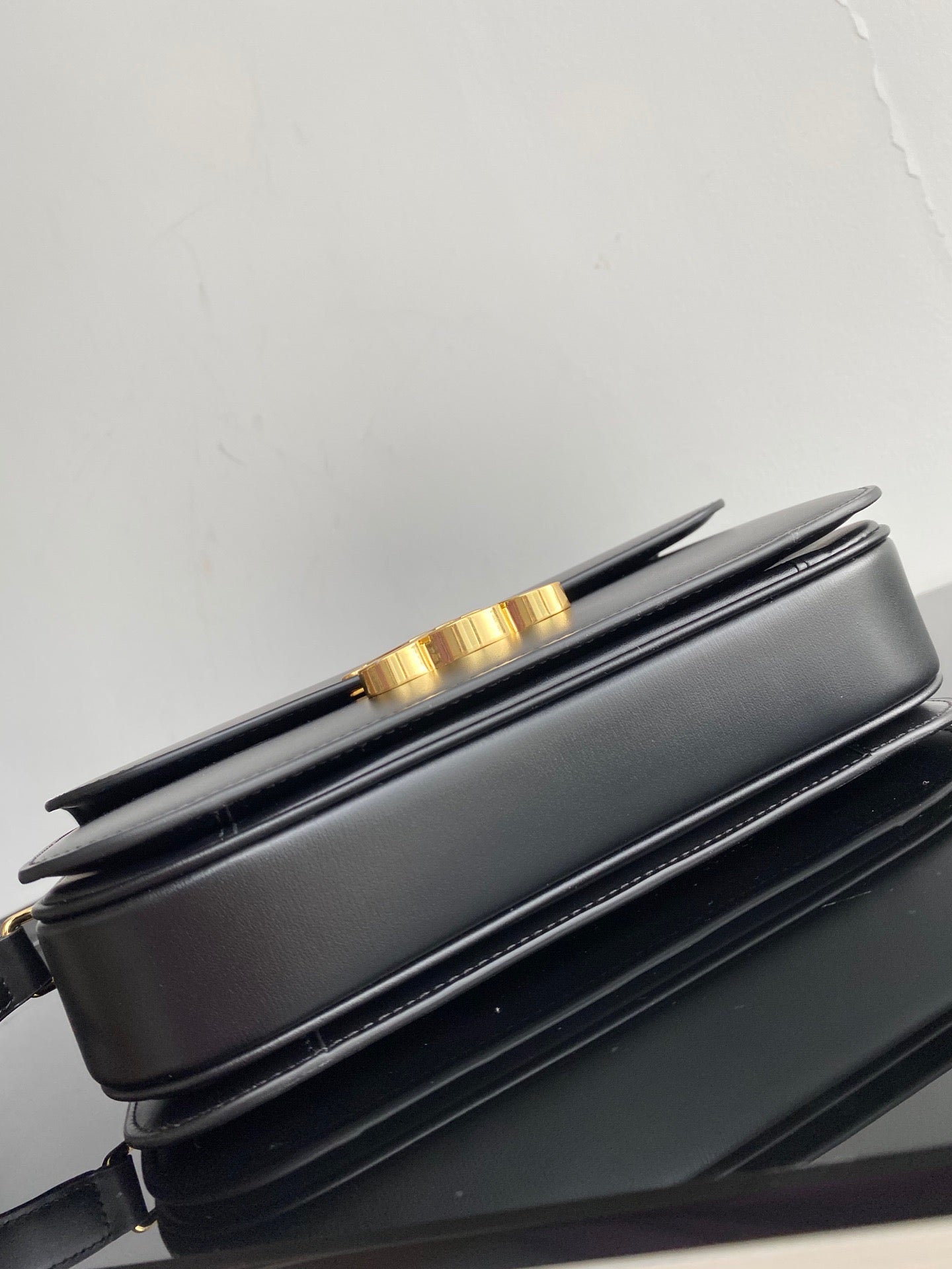 Celine Triomphe Teen Bag In Black Leather