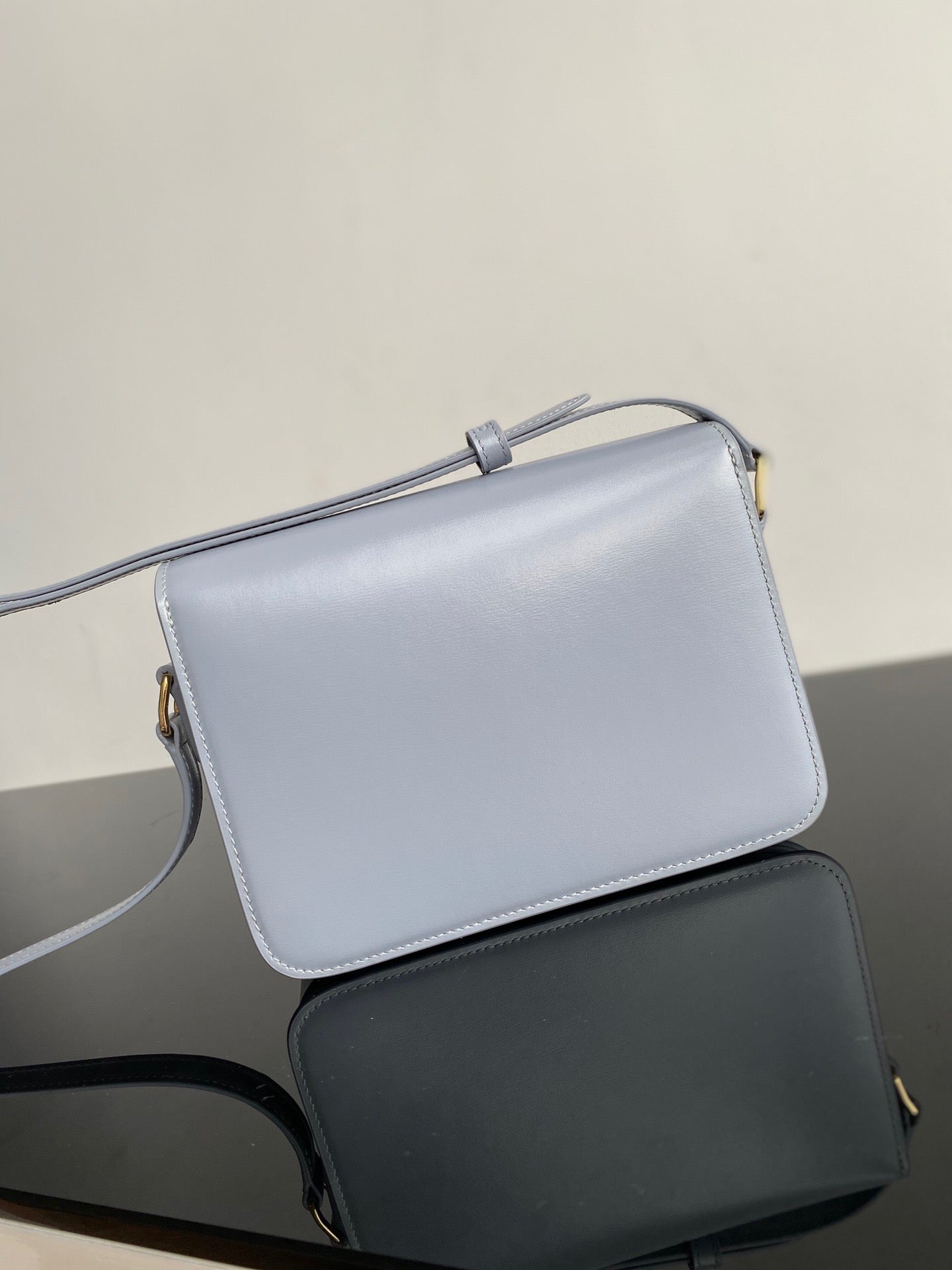 Celine Triomphe Teen Bag In Light Blue Leather