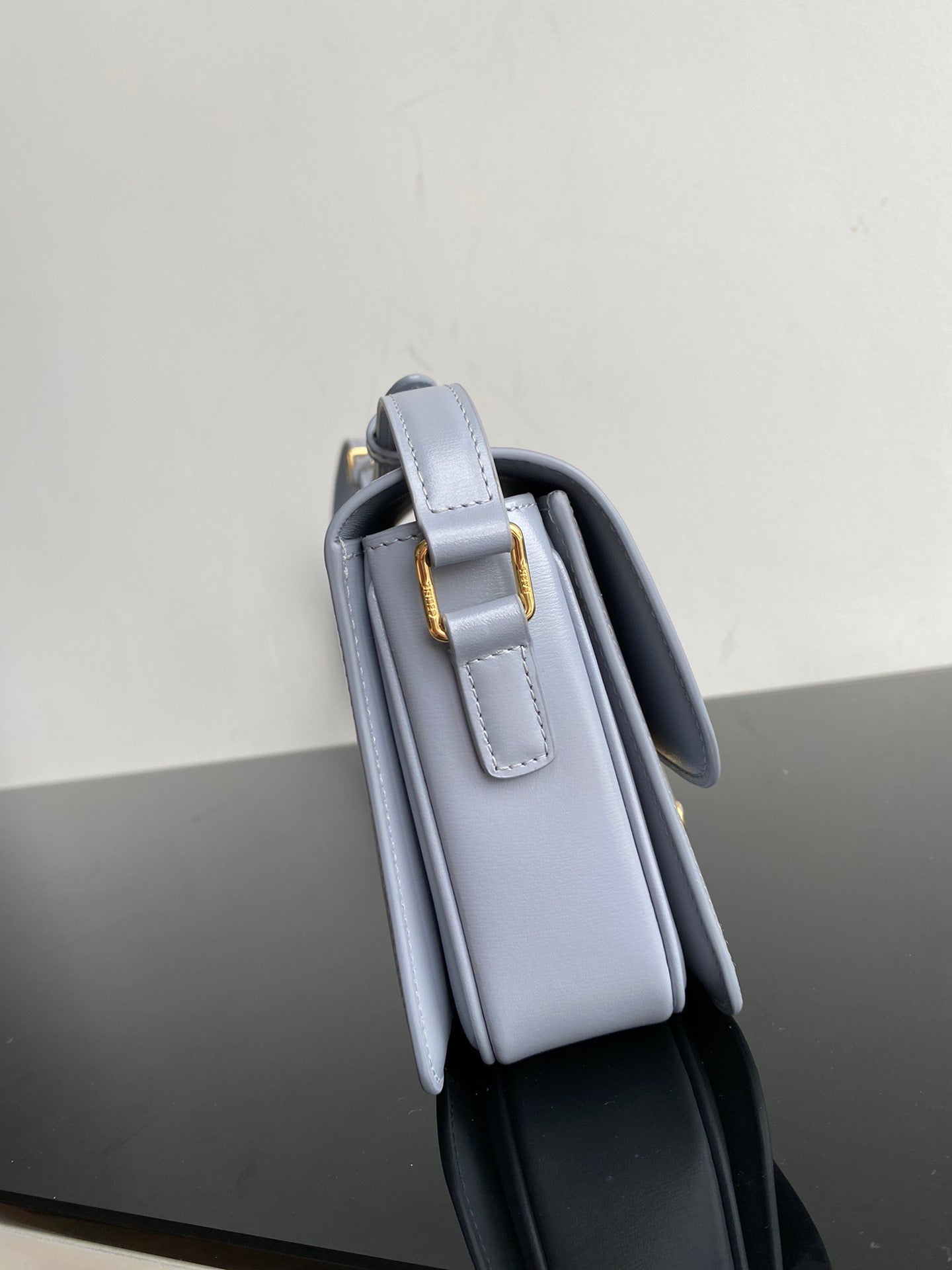 Celine Triomphe Teen Bag In Light Blue Leather