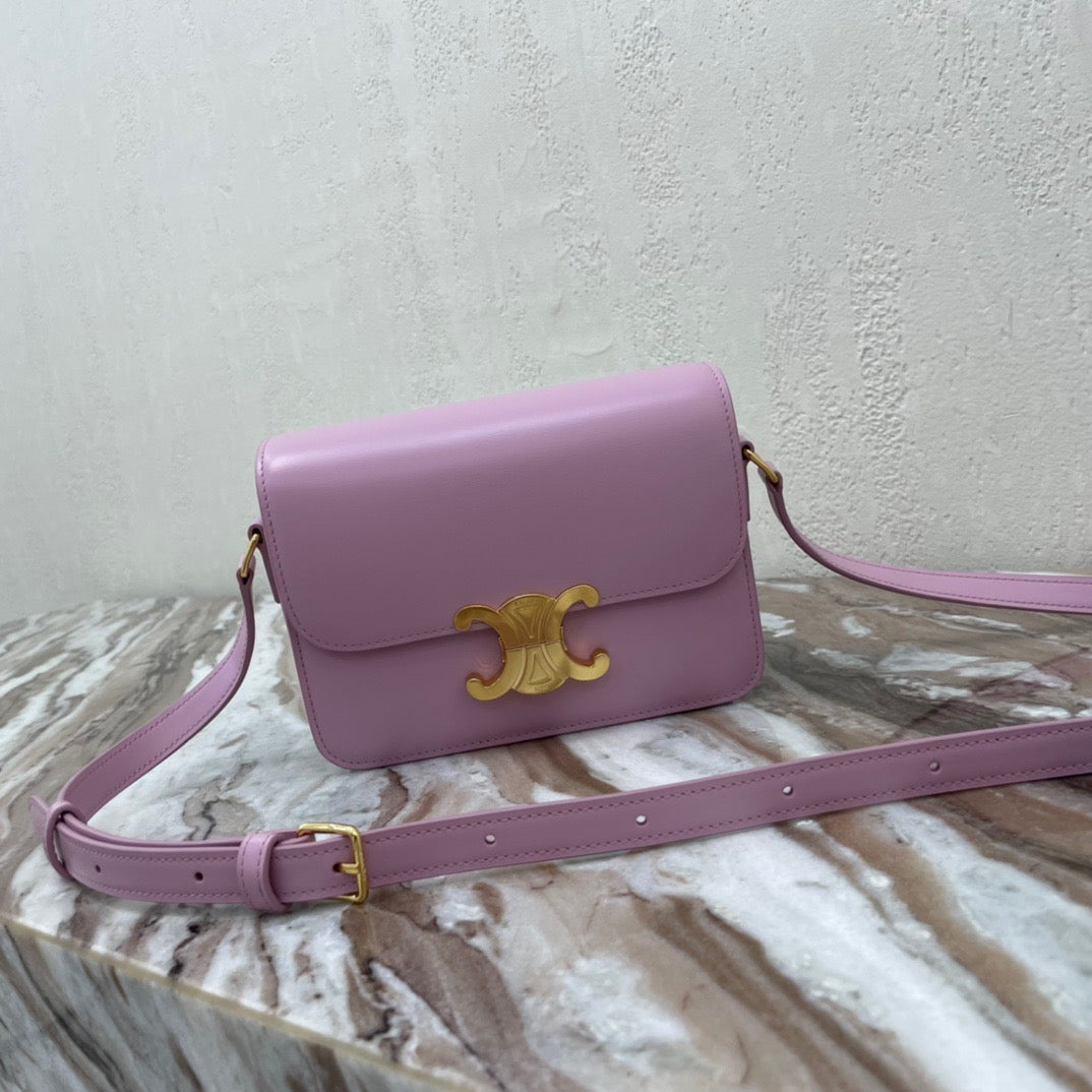 Celine Triomphe Teen Bag In Mallow Purple Leather