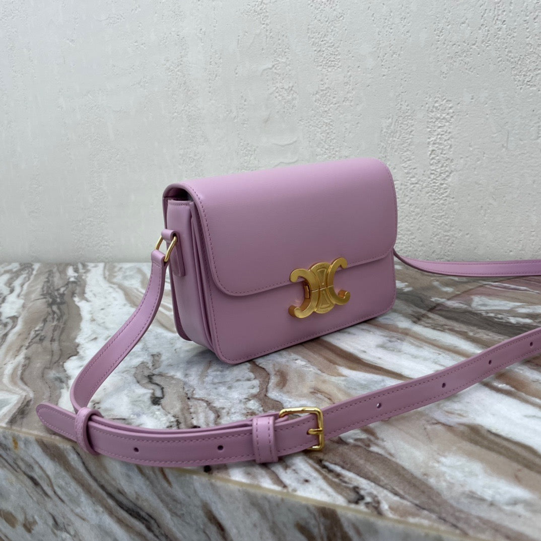 Celine Triomphe Teen Bag In Mallow Purple Leather