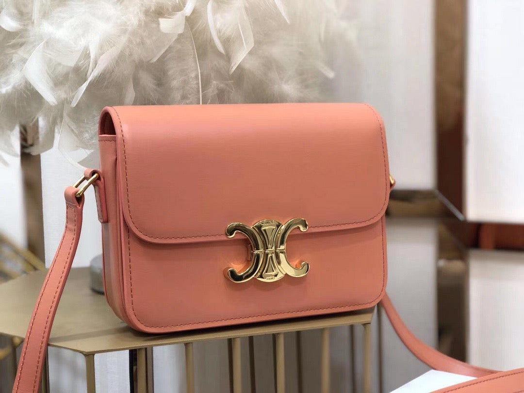 Celine Triomphe Teen Bag In Pink Leather