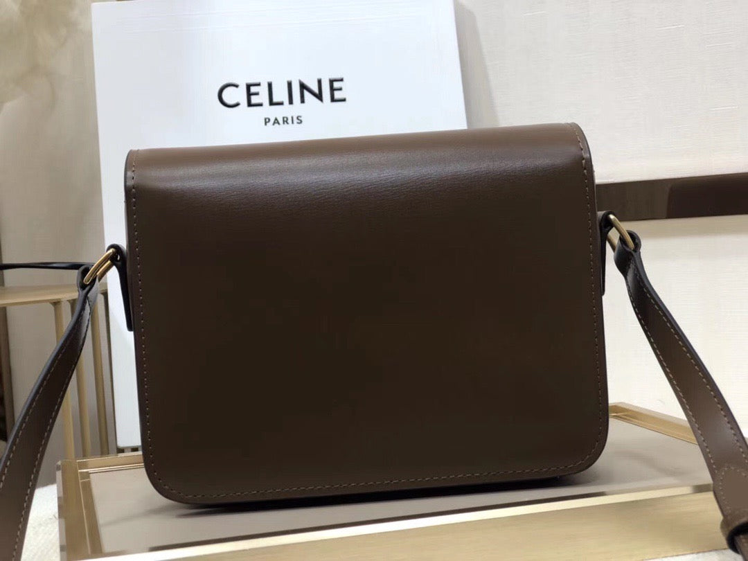 Celine Triomphe Teen Bag In Etoupe Leather