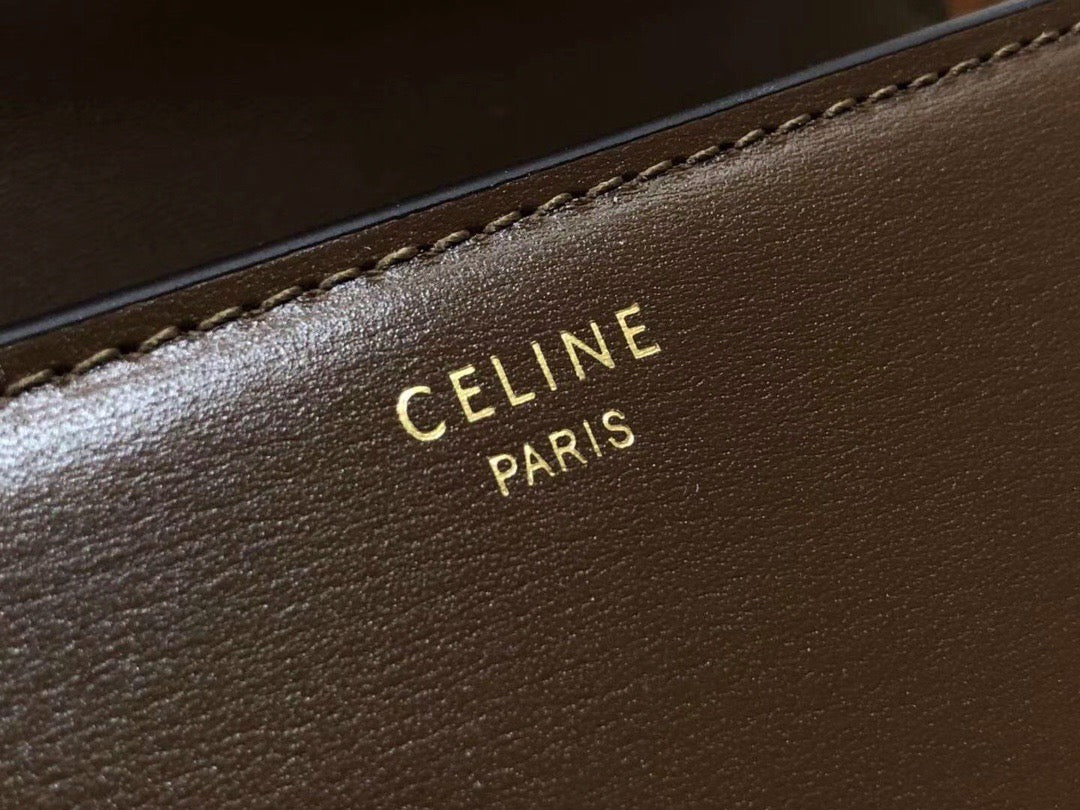 Celine Triomphe Teen Bag In Etoupe Leather