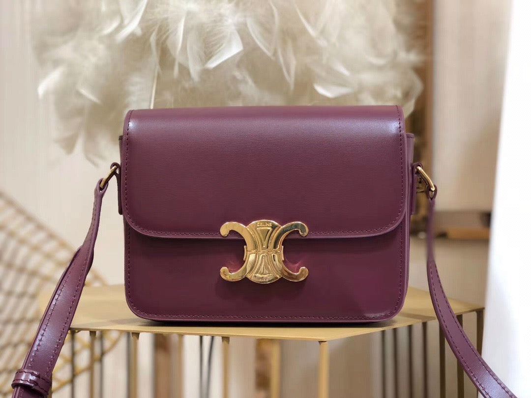 Celine Triomphe Teen Bag In Anemone Purple Leather