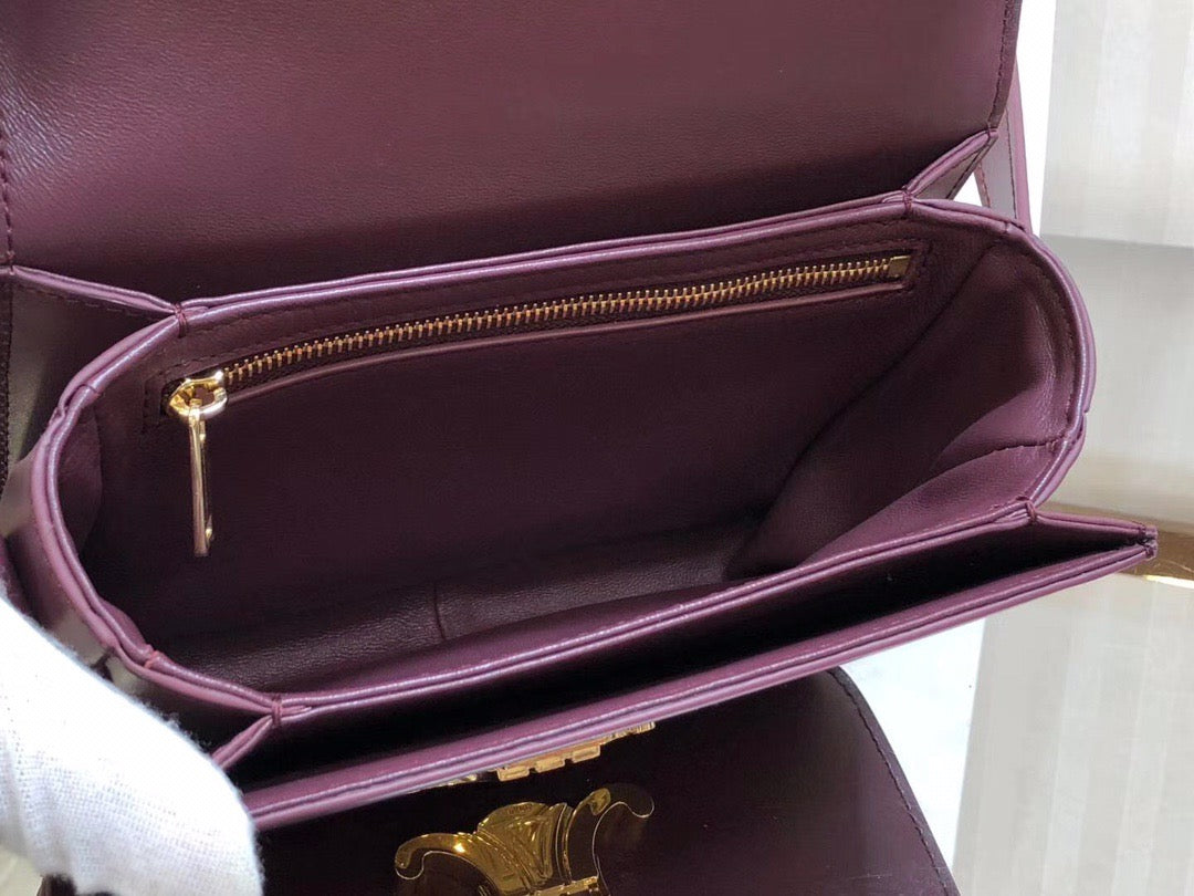 Celine Triomphe Teen Bag In Anemone Purple Leather