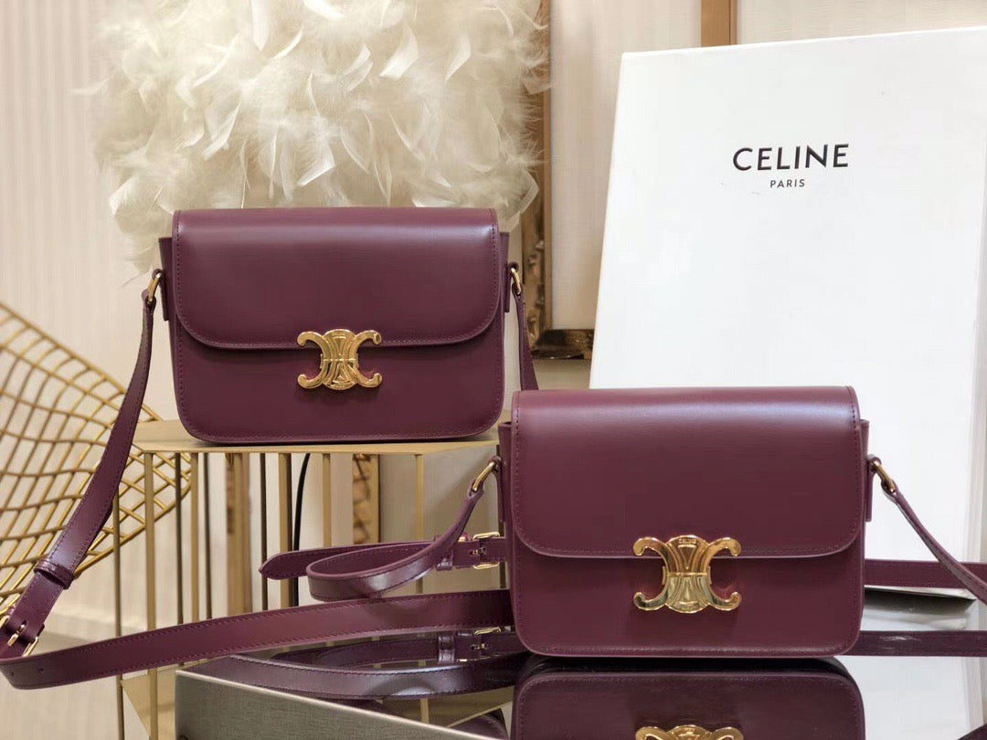 Celine Triomphe Teen Bag In Anemone Purple Leather