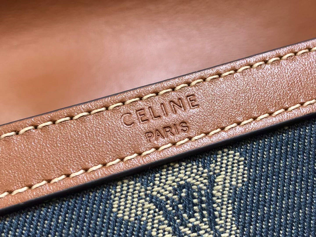 Celine Classic Triomphe Medium Bag In Fabric Patchwork leather Vintage Canvas Box