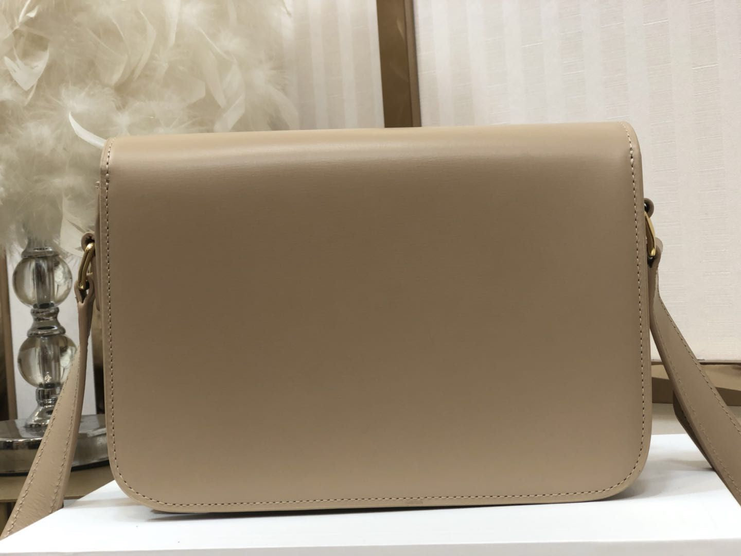 Celine Triomphe Medium Bag In Light Brown Smooth Calfskin