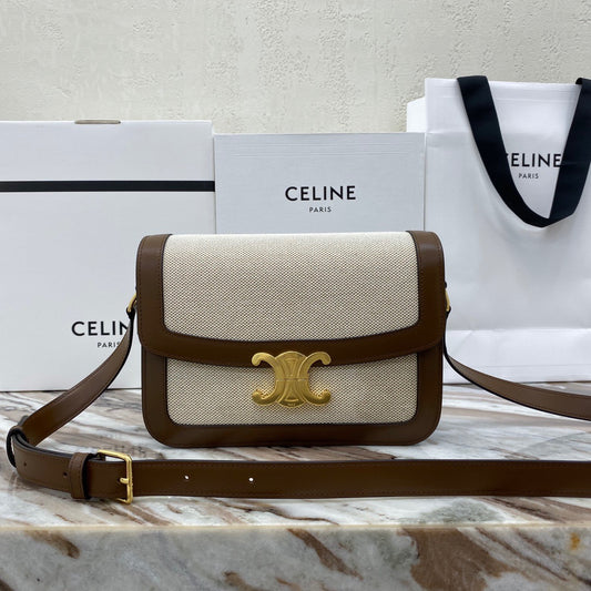 Celine Classic Triomphe Medium Bag In Canvas Splicing Bag