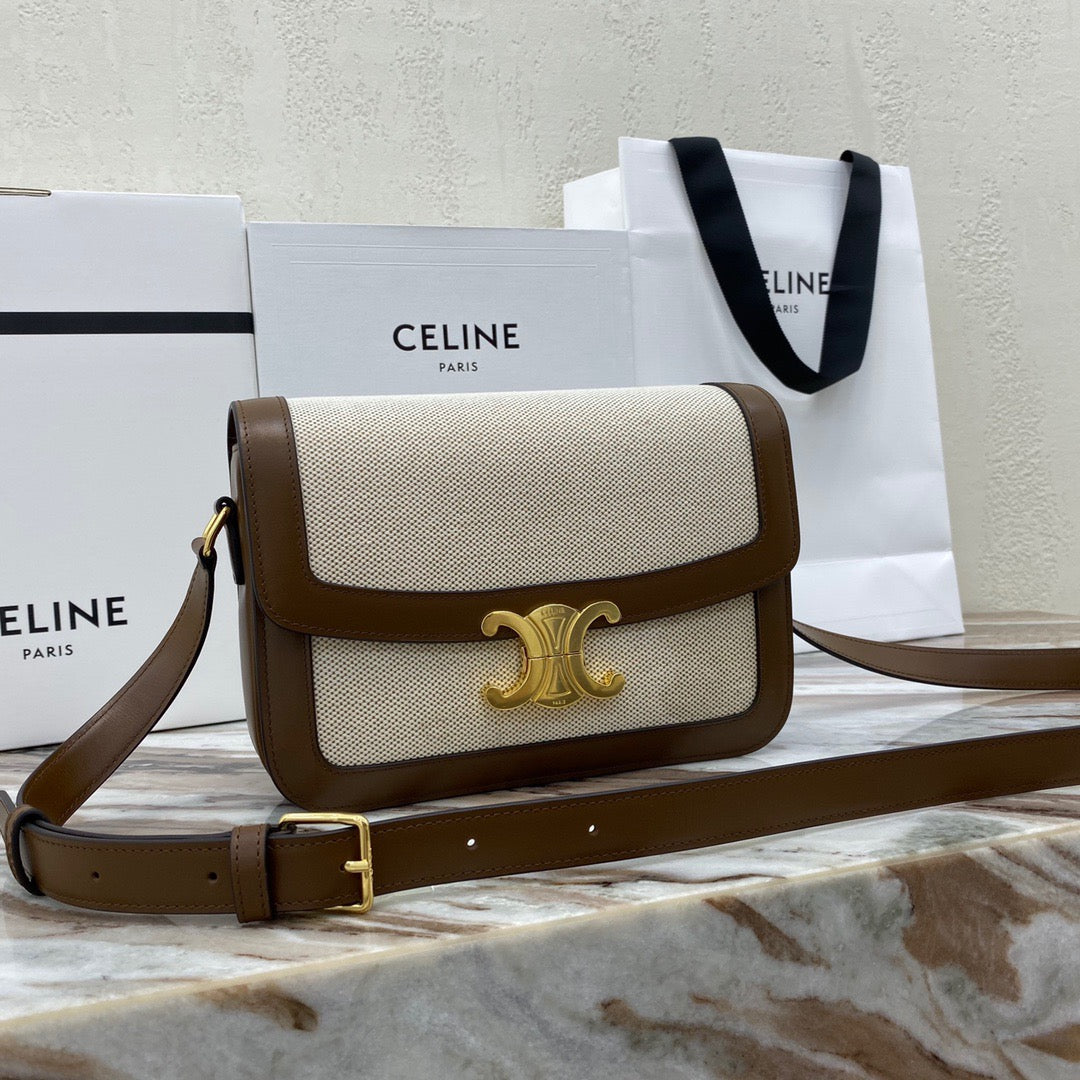 Celine Classic Triomphe Medium Bag In Canvas Splicing Bag