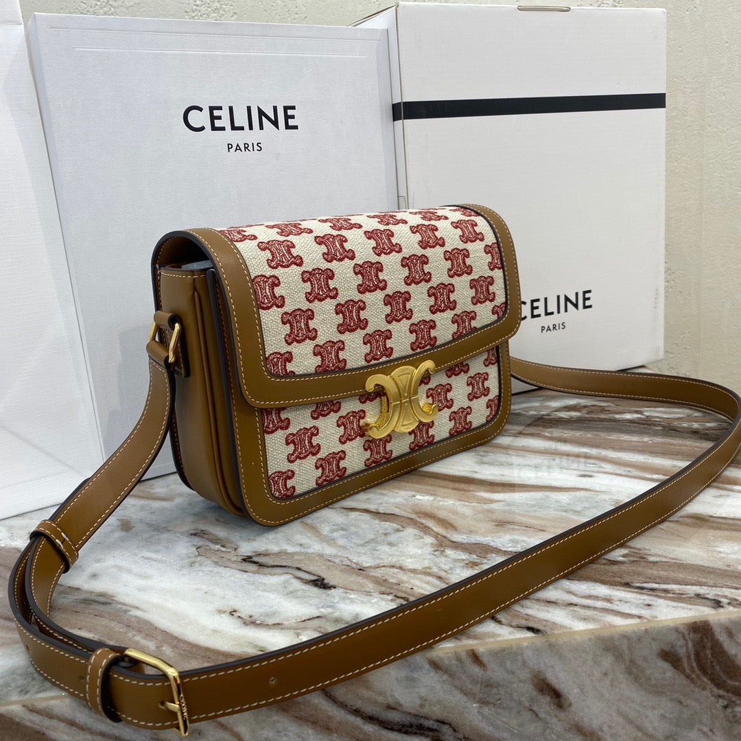 Celine Classic Triomphe Medium Bag In Canvas Splicing Bag