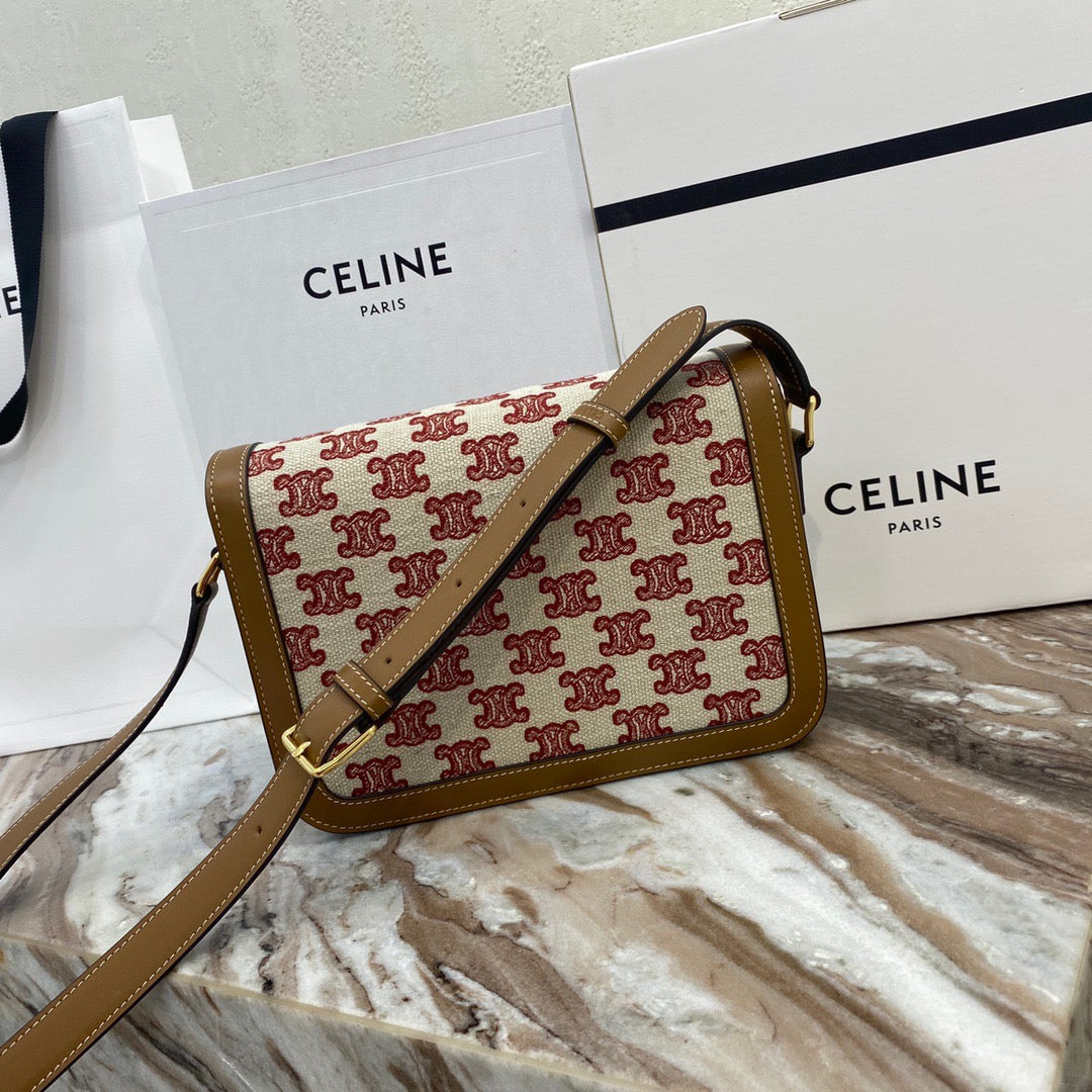 Celine Classic Triomphe Medium Bag In Canvas Splicing Bag